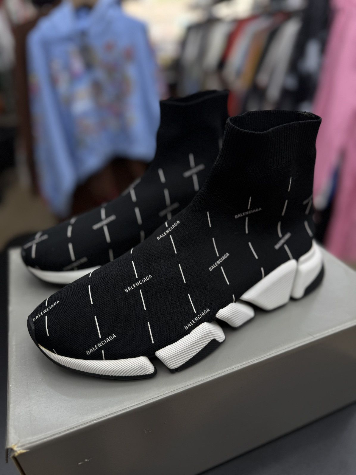 Balenciaga Balenciaga Sock Runner High Top Black White 44EU/11US $995 Size US 11 / EU 44 - 9 Thumbnail