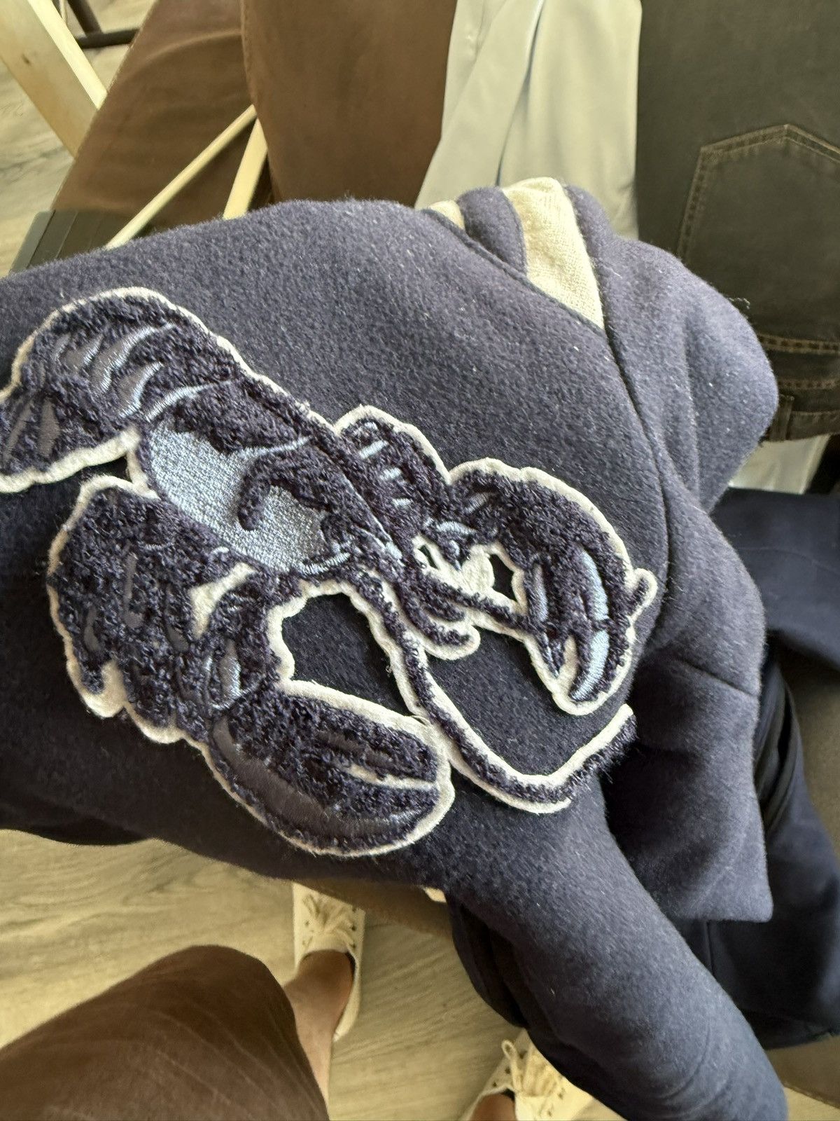 Lanvin Lanvin Navy Wool Varsity Jacket w/ Lobster Patch Size US S / EU 44-46 / 1 - 8 Thumbnail