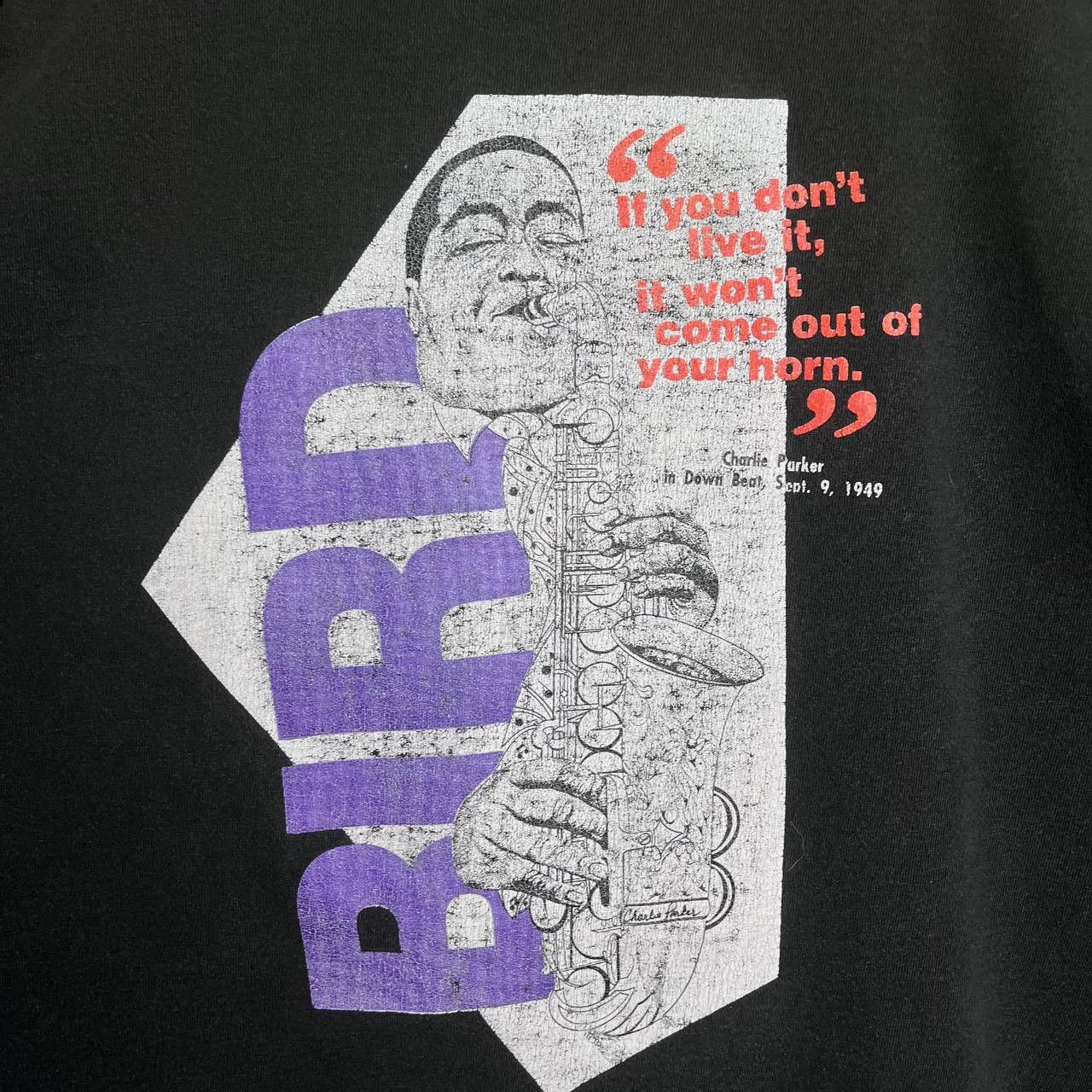 Vintage 90s DOWN BEAT Jazz Blues & Beyond Charlie Parker Tshirt Size US XL / EU 56 / 4 - 8 Thumbnail