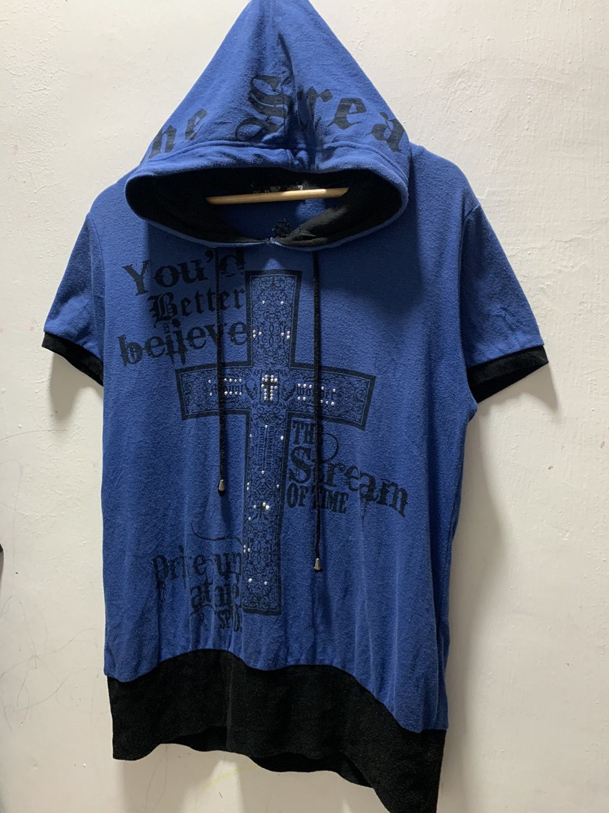 If Six Was Nine Y2k Dig Deep poem Cross skull Punk style hood Tee Size US M / EU 48-50 / 2 - 5 Thumbnail