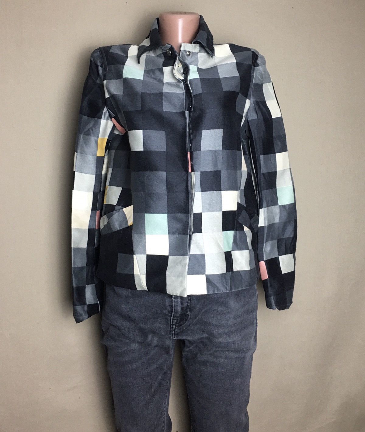 Salvatore Ferragamo Checkered Wool Silk Jacket EU36 US6