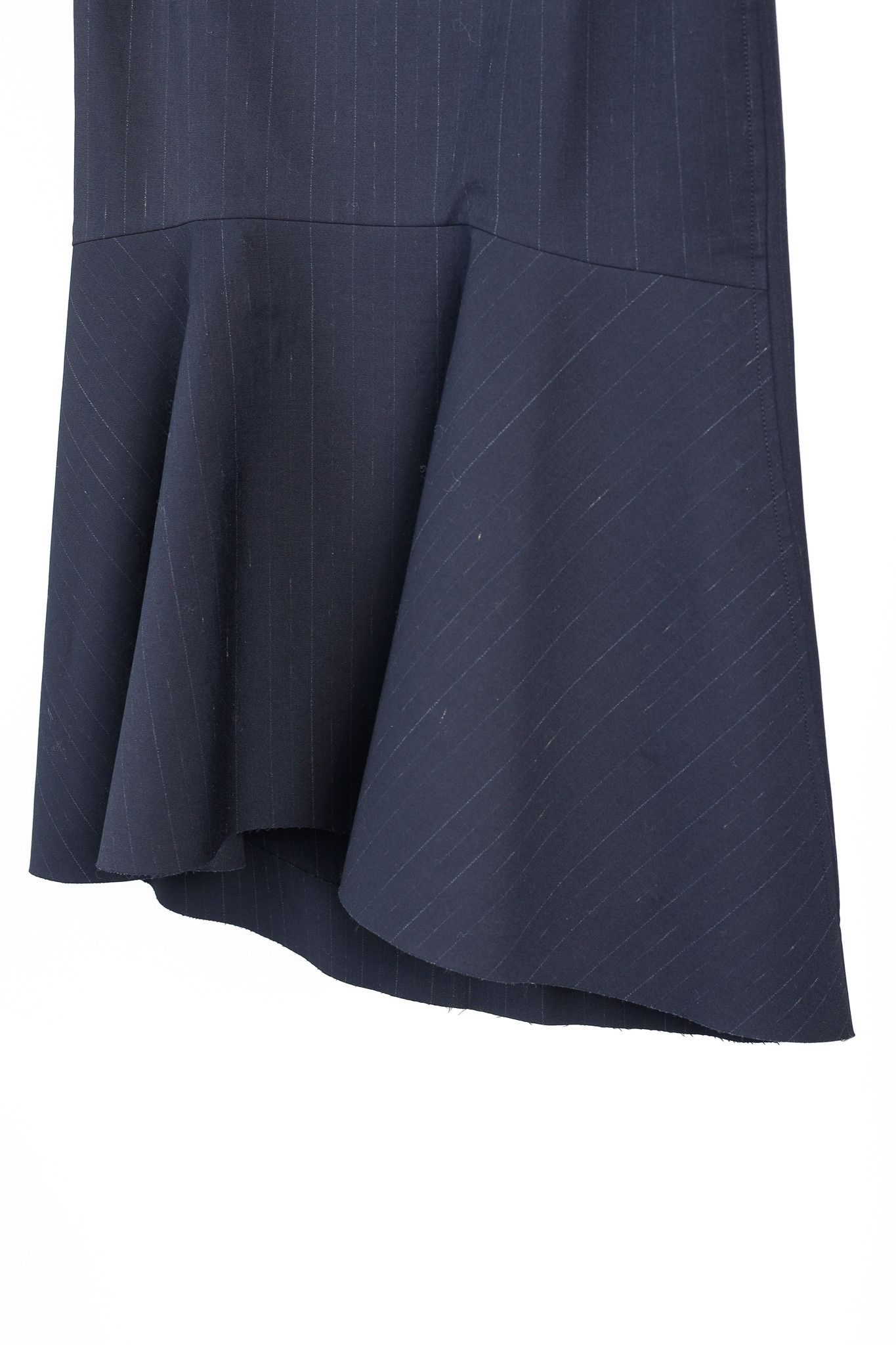 Balenciaga Balenciaga 2019 Navy Chalk Pinstripe Wool Trumpet Skirt Size 26" / US 2 / IT 38 - 5 Thumbnail
