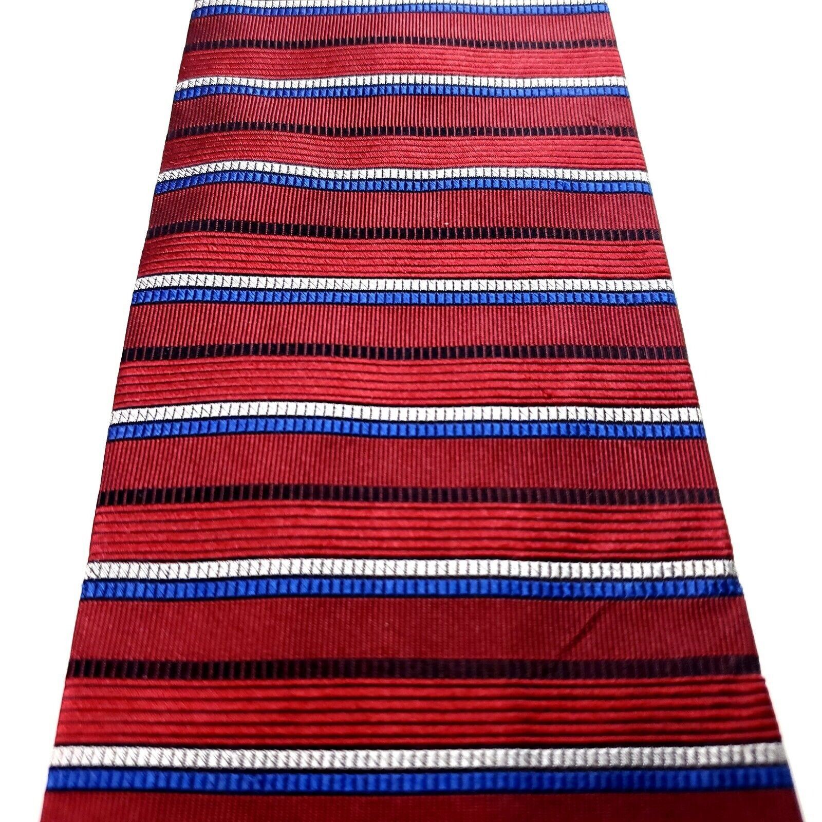 Jos. A. Bank Jos A Bank Red Silk Tie Woven Wide Horizontal Striped Size ONE SIZE - 2 Thumbnail