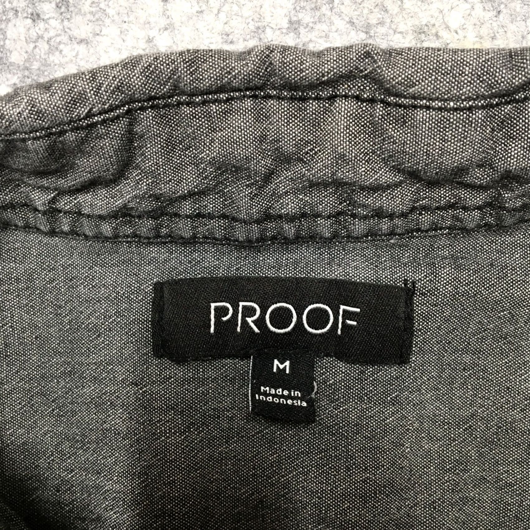 Vintage PROOF Denim Shirt Mens M Gray Button-Up Collared Long Sleeve Casual Travel Workwear Shirt - XL? Size US XL / EU 56 / 4 - 5 Thumbnail