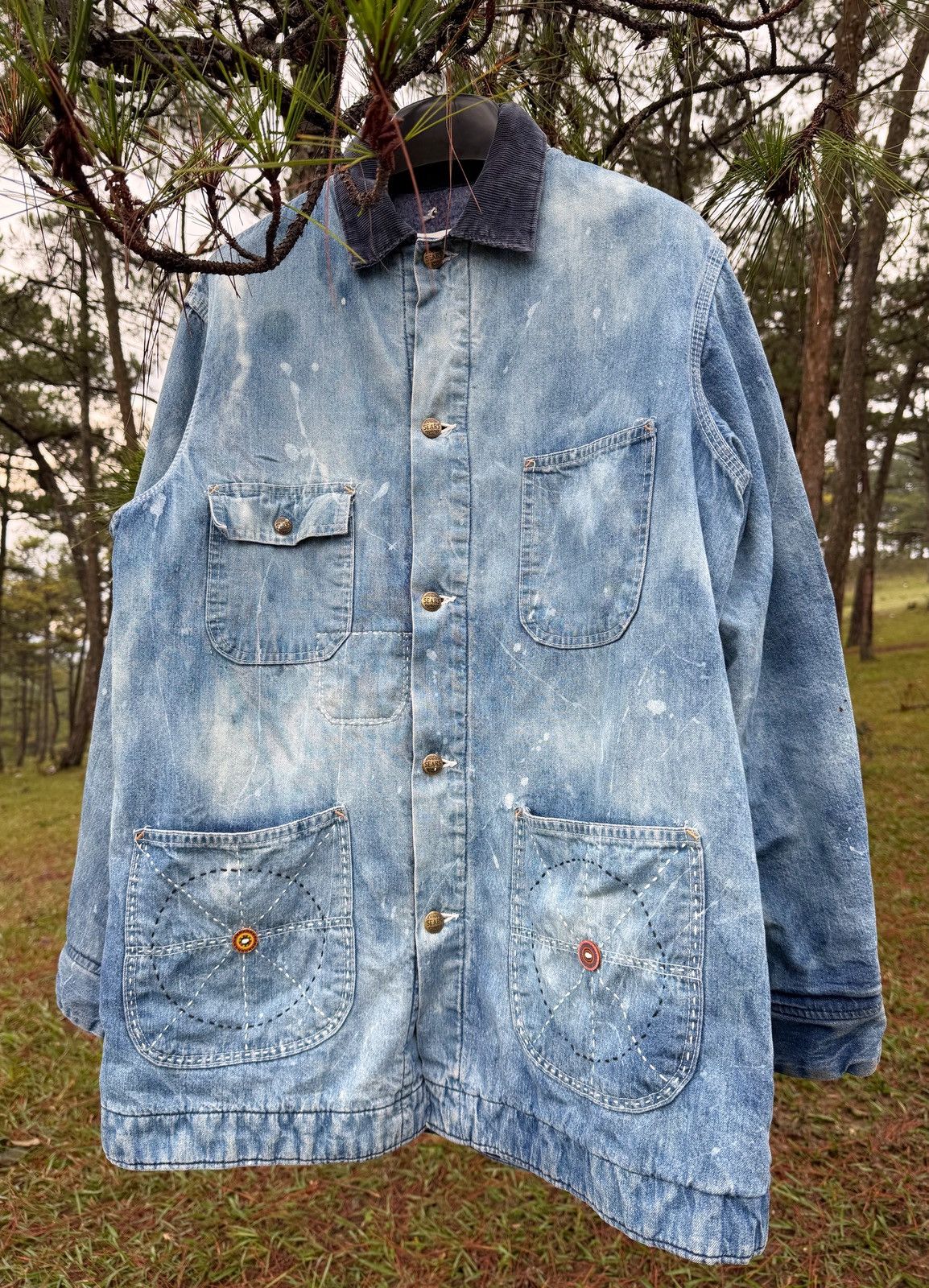 Sears Faded Sashiko Jacket Sears Work 1970-80s Size US L / EU 52-54 / 3 - 3 Thumbnail