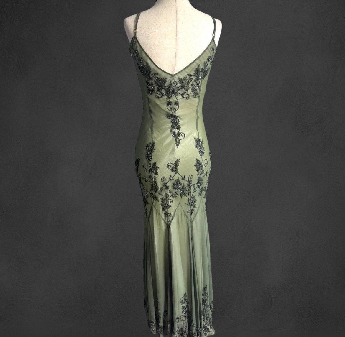 Adrianna Papell 90s woodland fairy whimsygoth beaded silk maxi dress |  Grailed