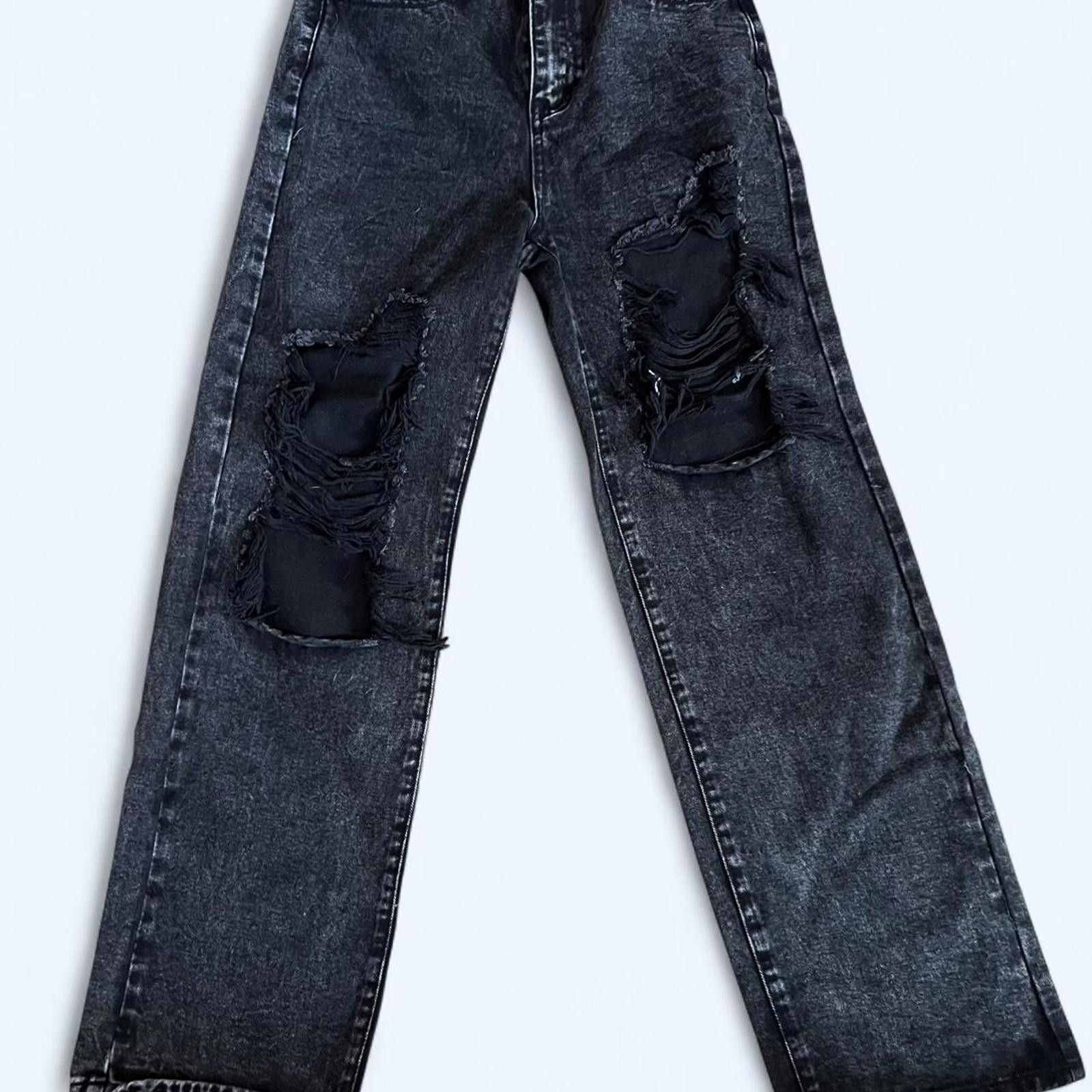 Shein SHEIN Wide leg distressed jeans Size 28" / US 6 / IT 42 - 1 Thumbnail