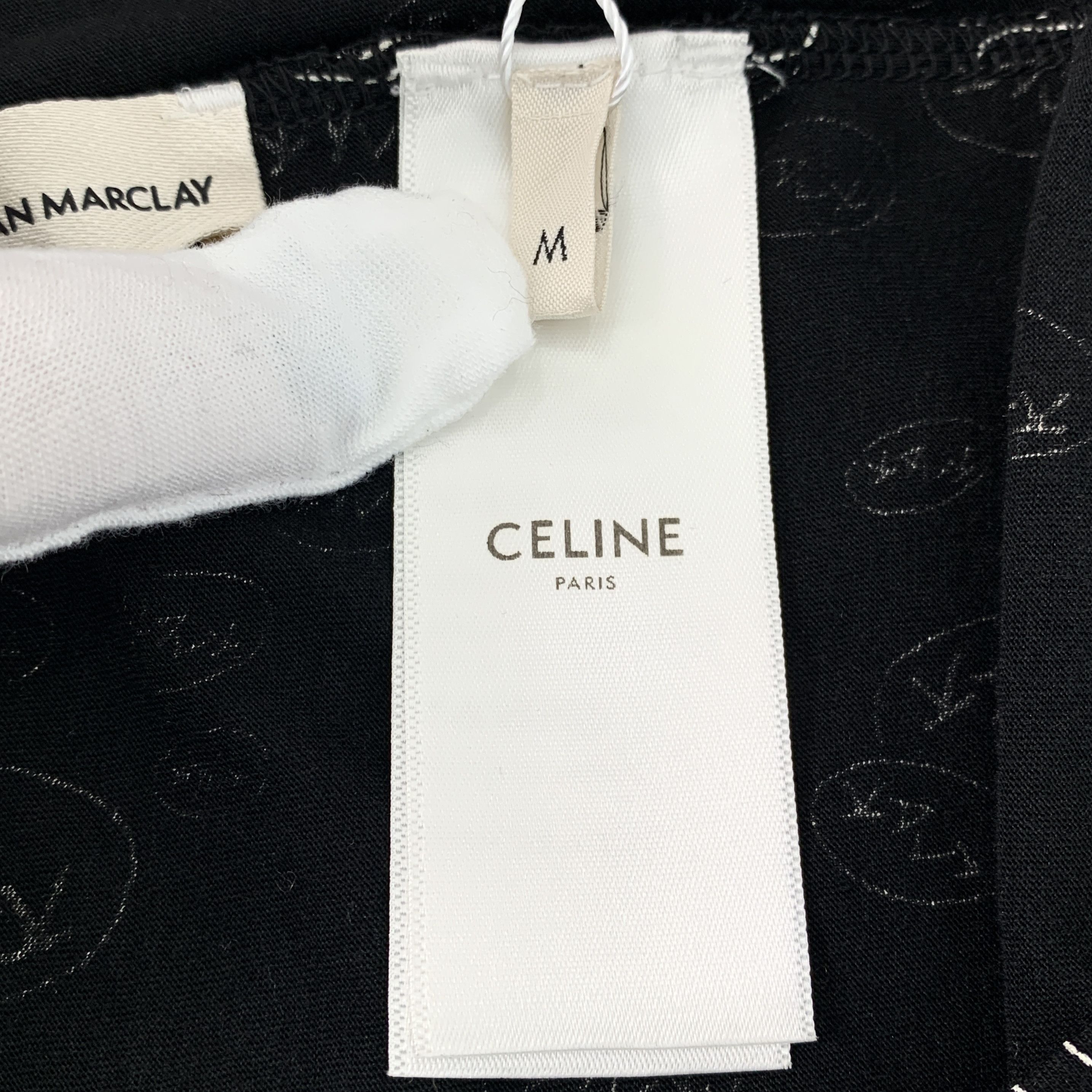 Celine Celine Cotton Logo-Print T-Shirt in Black (Size M) Size M / US 6-8 / IT 42-44 - 4 Thumbnail