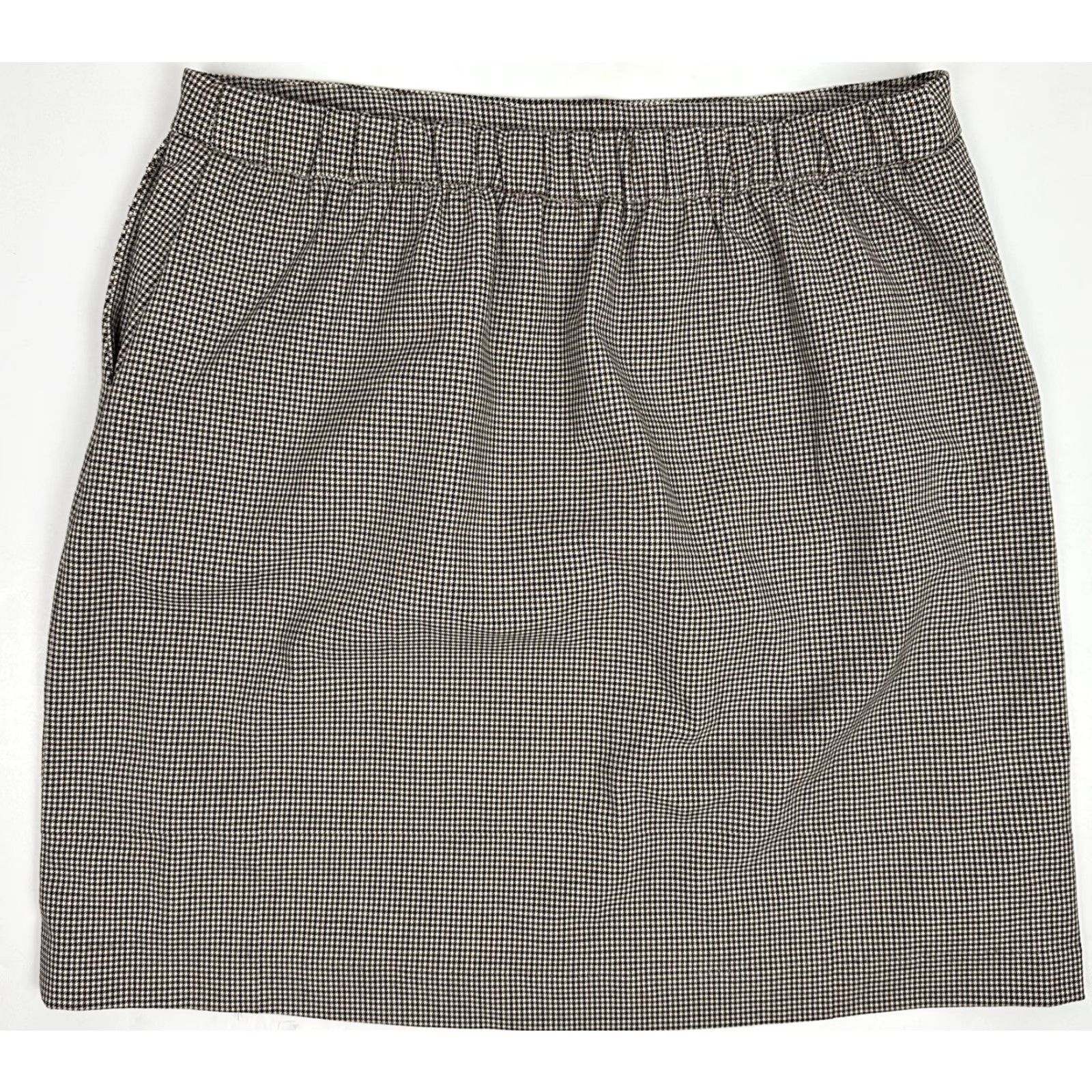 Rachel Zoe RACHEL ZOE Skirt 6 Plaid Houndstooth Beige Elastic Waist Mini Size 28" / US 6 / IT 42 - 5 Thumbnail