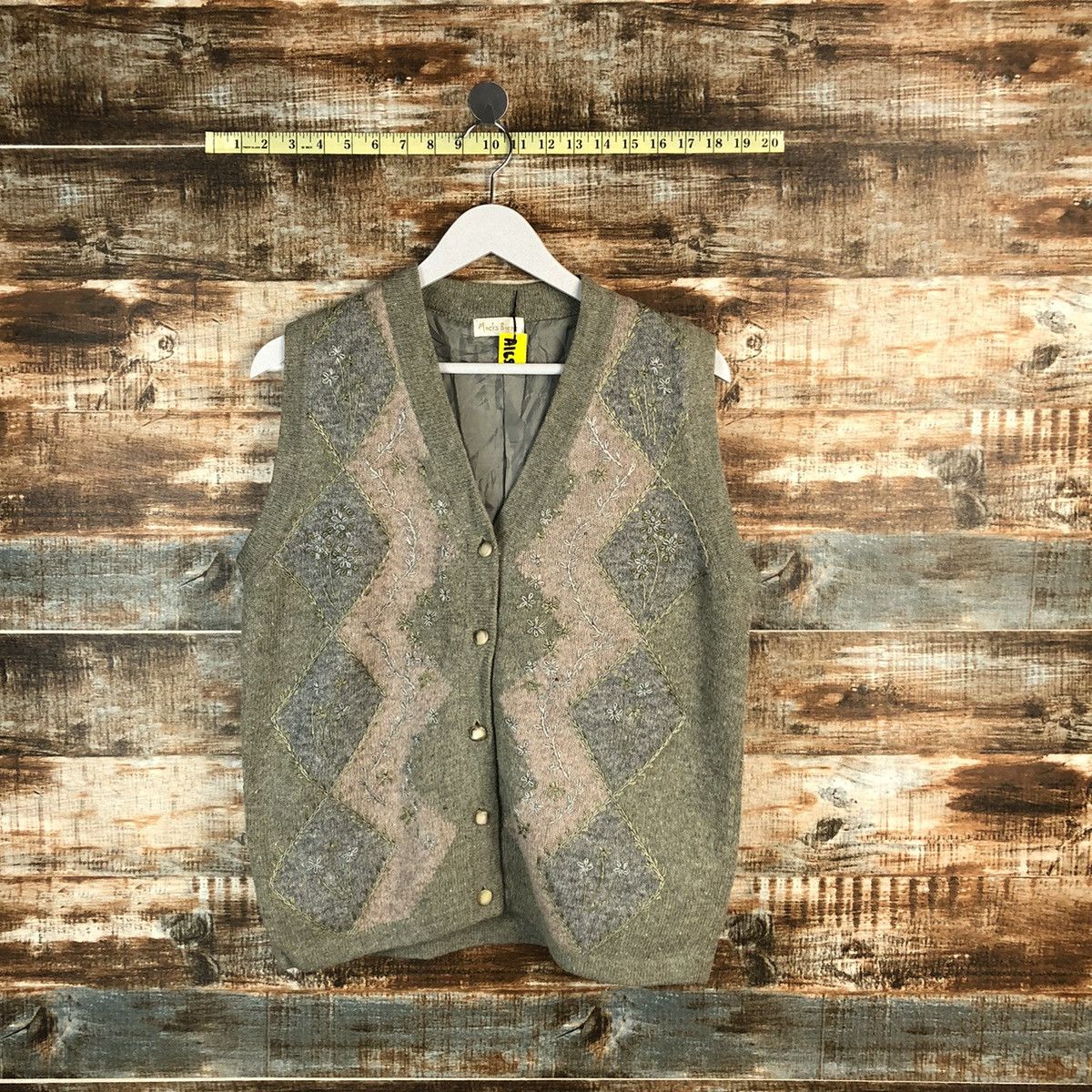 Homespun Knitwear Mocka Biene Grey Cardigan Vest Knitwear #A1658 Size US M / EU 48-50 / 2 - 1 Thumbnail