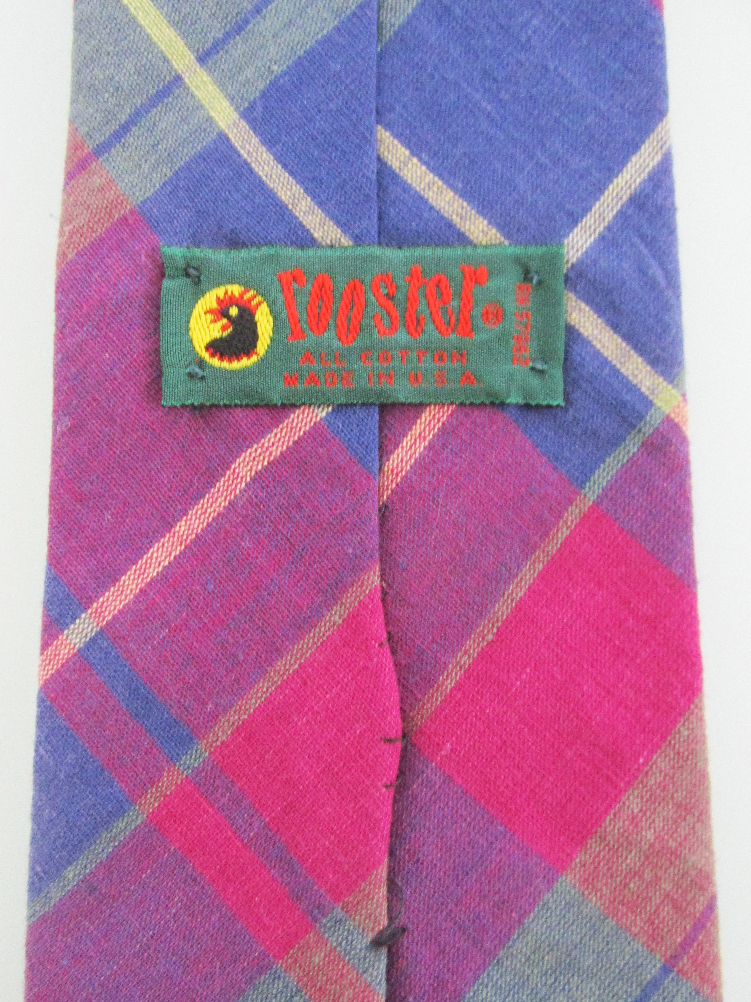 Vintage Rooster Vintage Men's Cotton Plaid Ties Size ONE SIZE - 5 Thumbnail