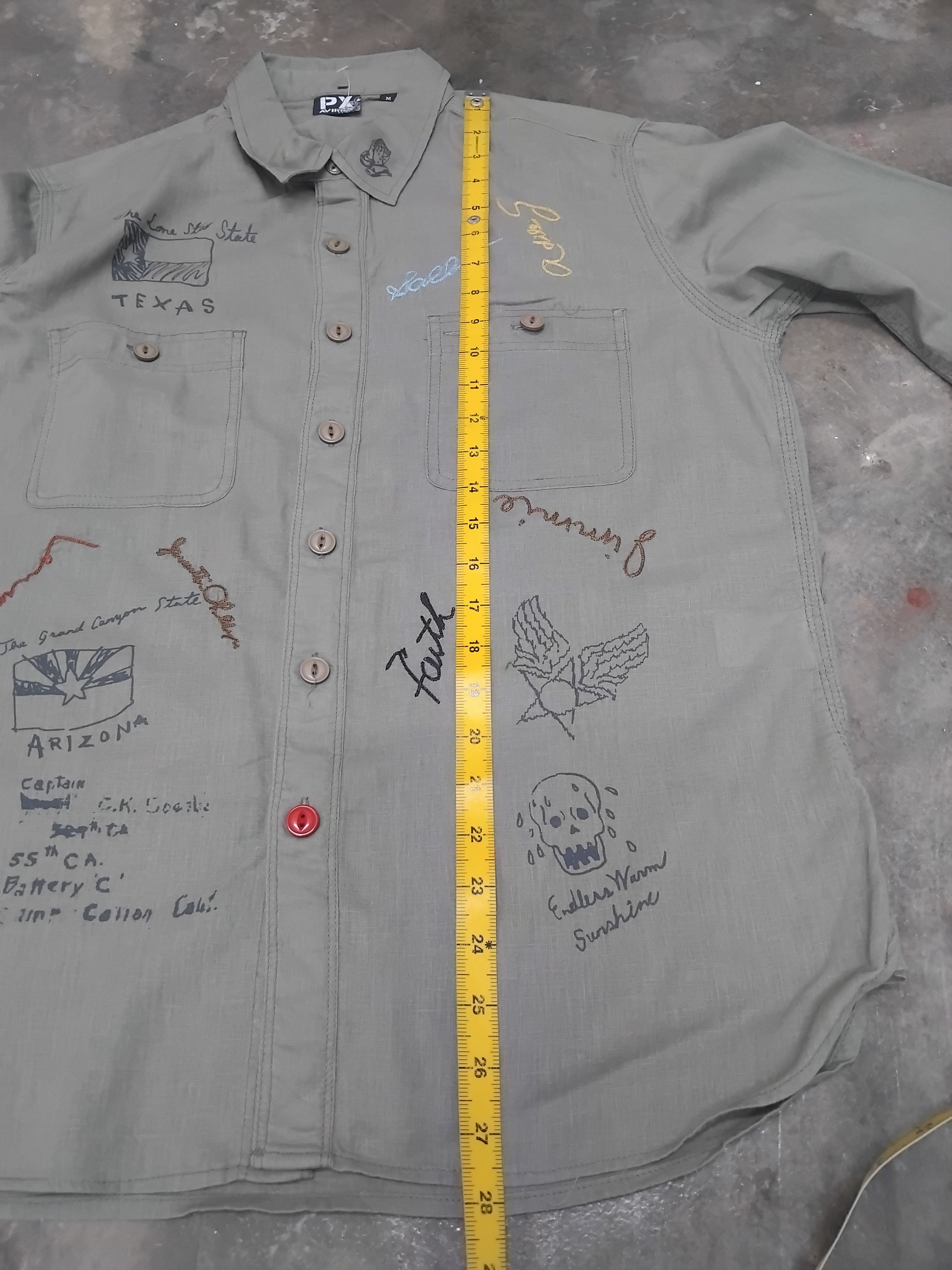 Avirex 💥Avirex art sketch green button ups shirt Size US M / EU 48-50 / 2 - 10 Thumbnail