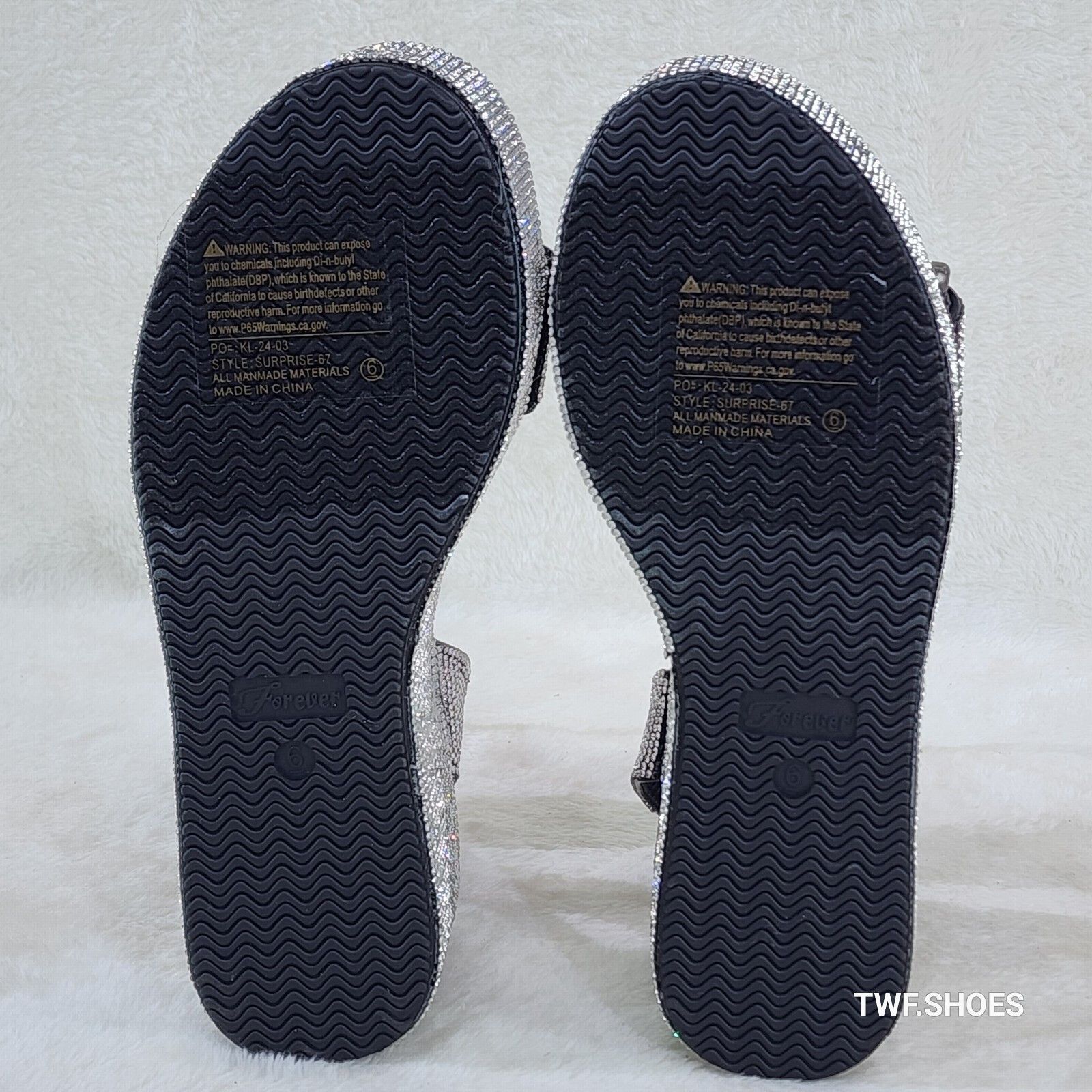 Other Flashy Black Ankle Strap Sparkling Rhinestone Wedge 2" Platf Size US 6.5 / IT 36.5 - 4 Thumbnail