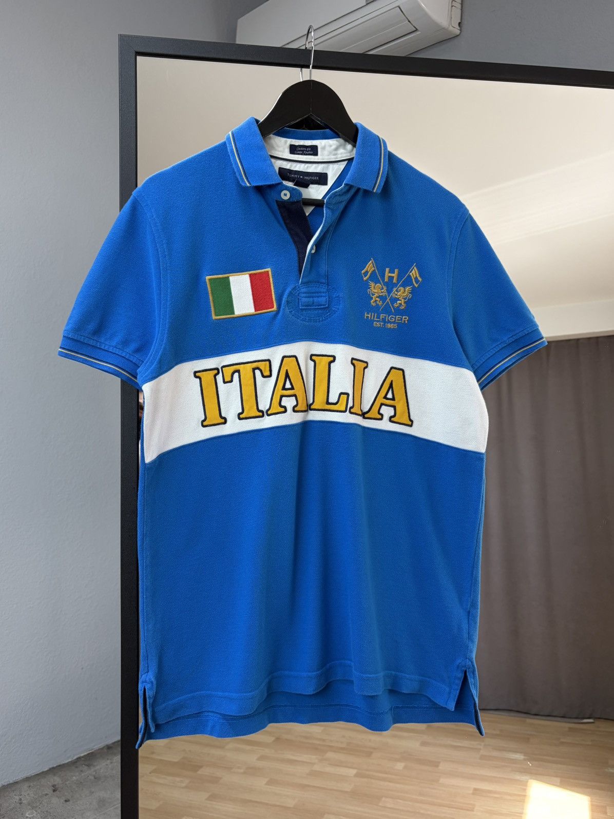 Polo Ralph Lauren Italia Polo Tee Blue 🇮🇹 Vintage Style Big Logo Flag y2k Rugby Size US M / EU 48-50 / 2 - 1 Thumbnail