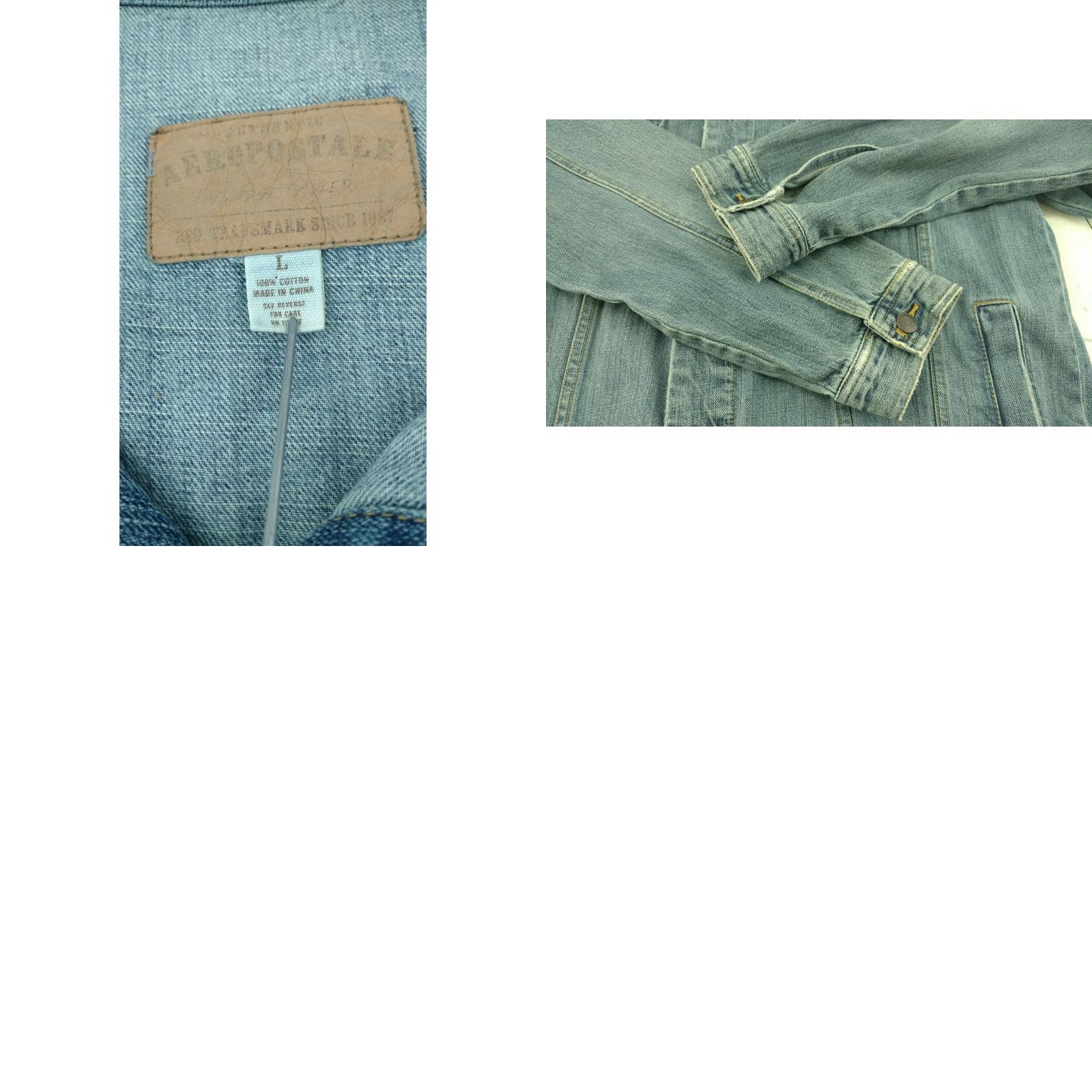 Vintage Aéropostale Denim Jean Jacket Mens Distressed Large Denim Jean Jacket Mens L Blue 90s Event Size US 33 - 8 Thumbnail