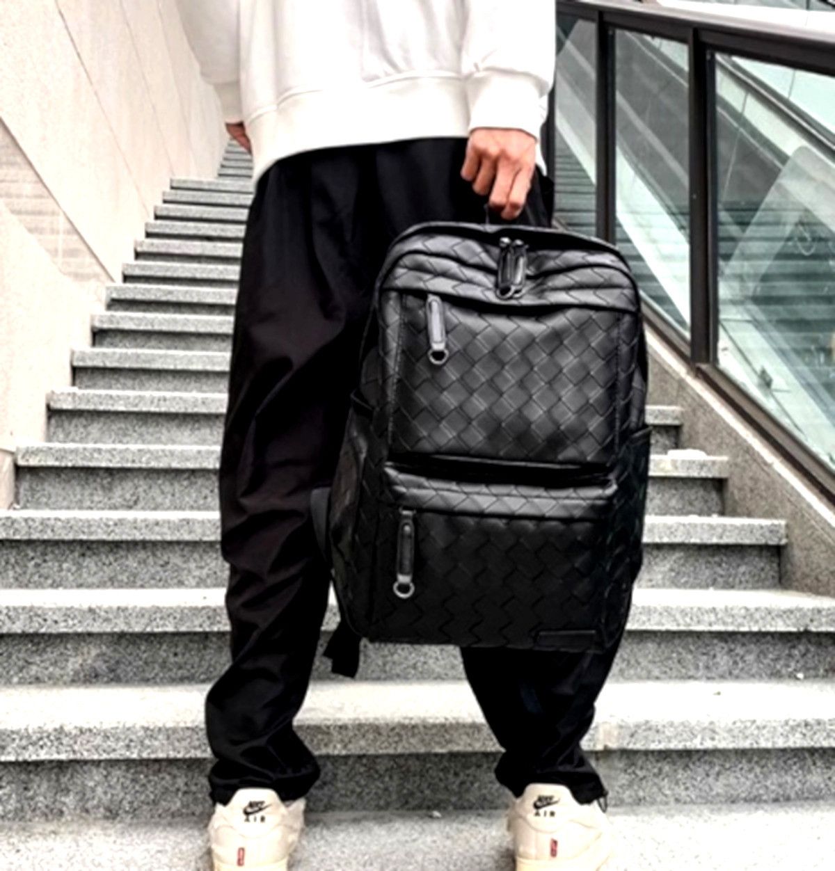 Designer × Japanese Brand Vintage Punk Woven Bucket Faux Leather Backpack Rave Size ONE SIZE - 2 Thumbnail