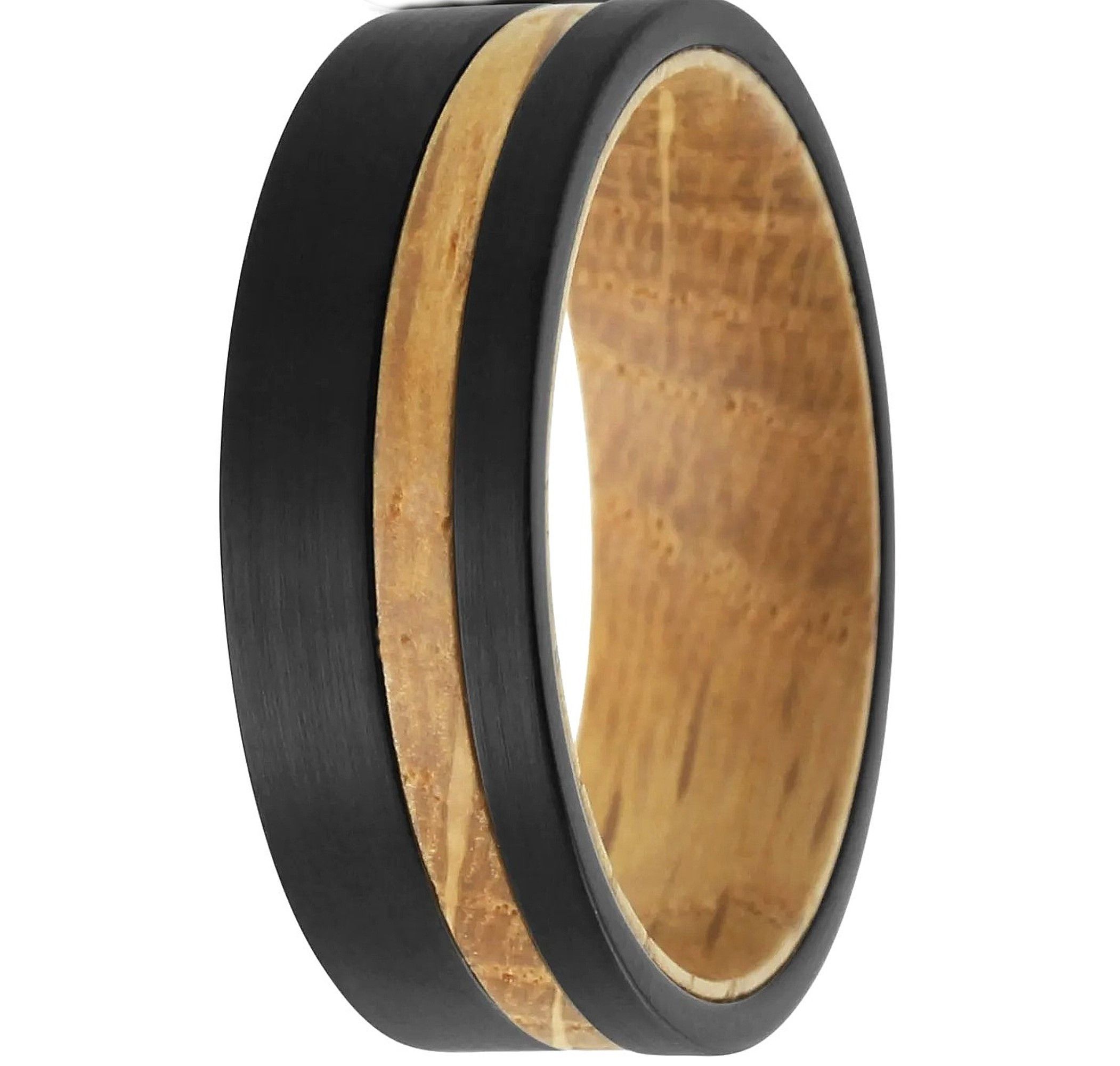 Other Men's Black Brushed Tungsten W/ Wood Wedding Band Ring Size ONE SIZE - 3 Thumbnail