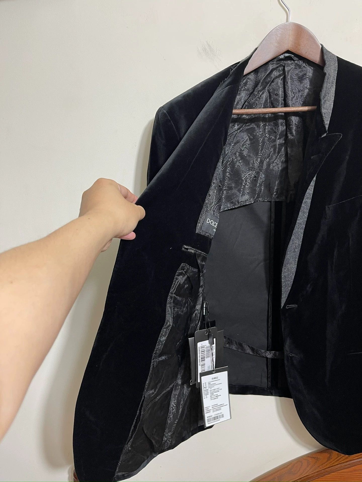 Dolce & Gabbana Black Velvet Single-Breasted Light Jacket Size US XXS / EU 40 - 7 Thumbnail