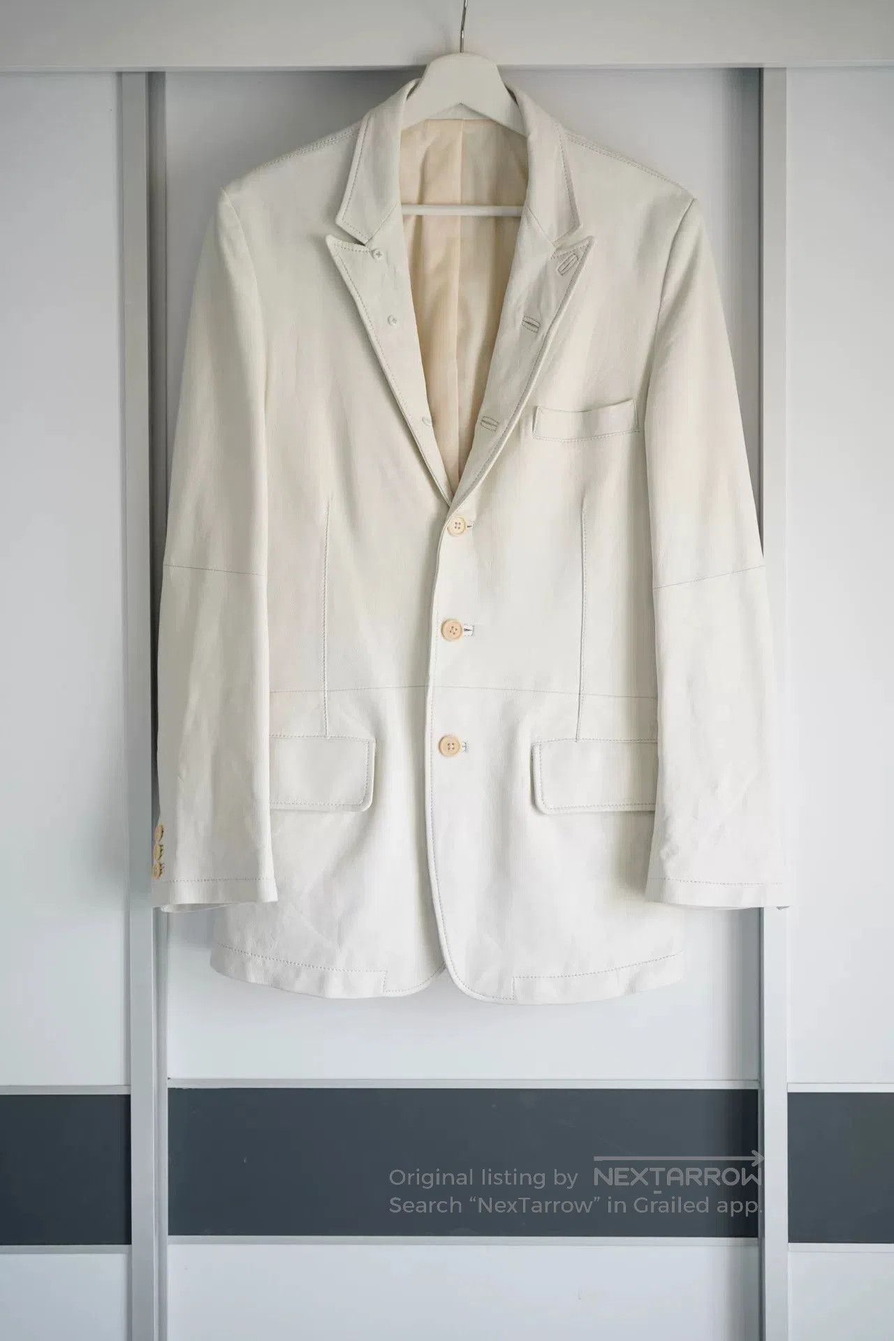 Yohji Yamamoto Yohji Yamamoto White Leather Suit Jacket. Size US S / EU 44-46 / 1 - 1 Thumbnail