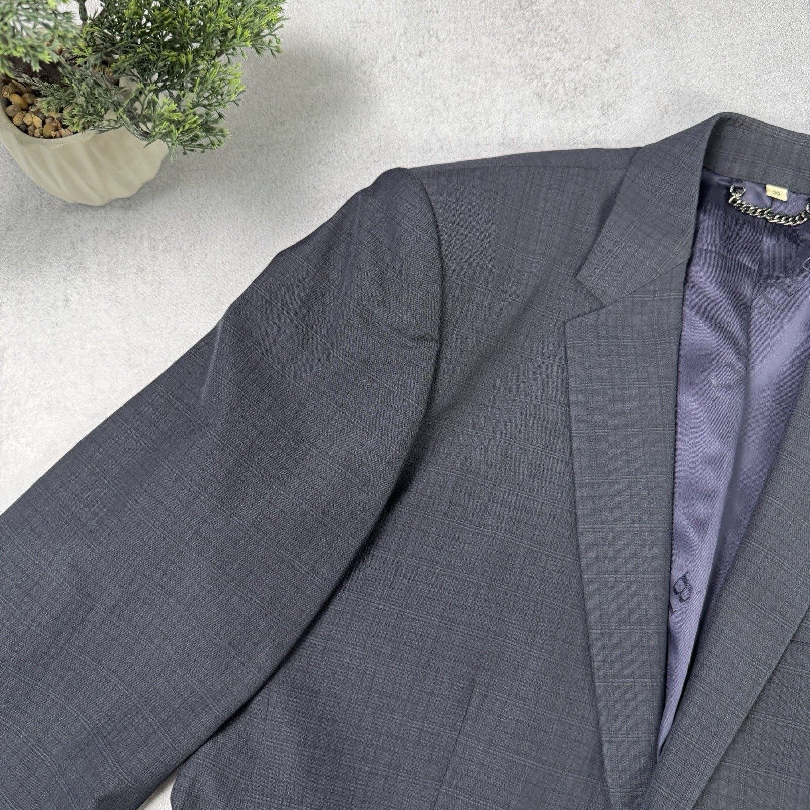 Burberry Burberry Men Blazer Two Button Grey Check Size 50 Size 40R - 3 Thumbnail
