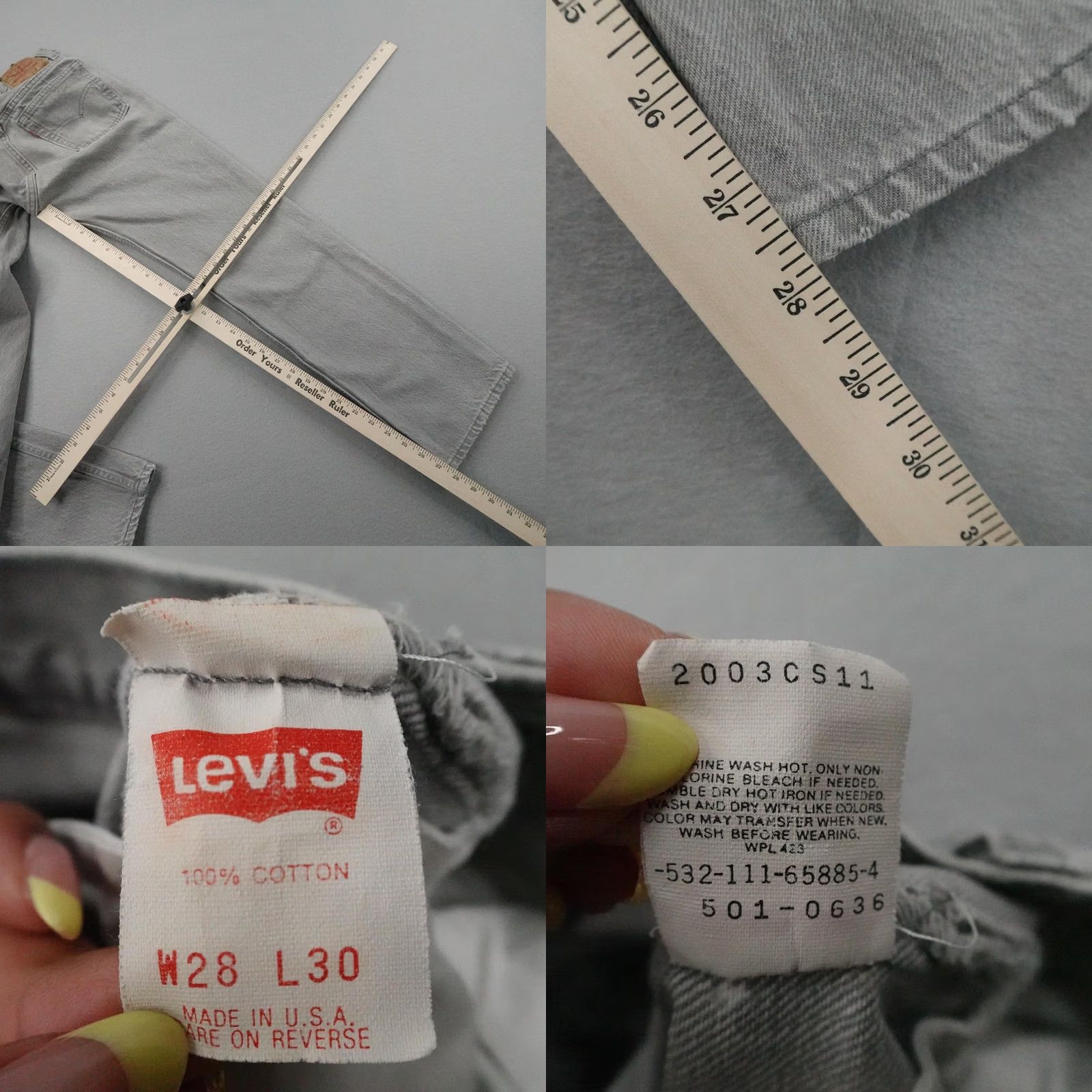 Levi's VINTAGE Levi's Jeans Mens 28x30 Gray Denim 501 Button Fly Light Wash Faded 90s Size US 28 / EU 44 - 9 Thumbnail