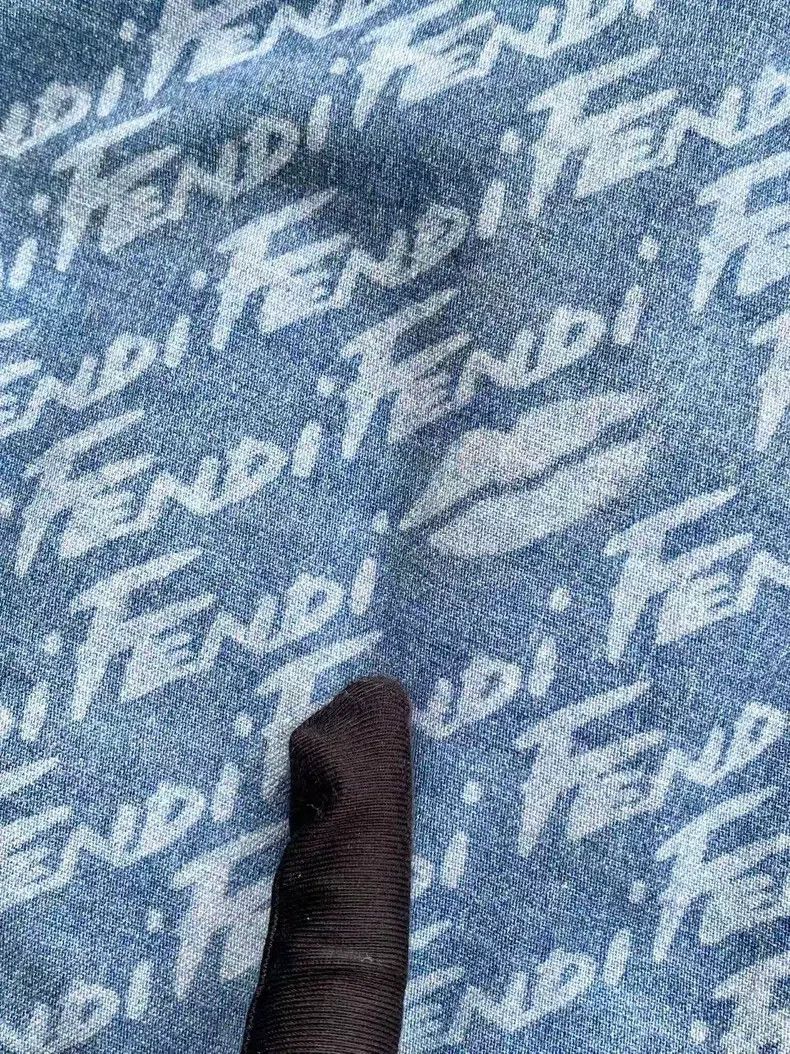 Fendi Fendi Cotton Navy Print Logo Wide Leg Pants Size 27" / US 4 / IT 40 - 7 Thumbnail