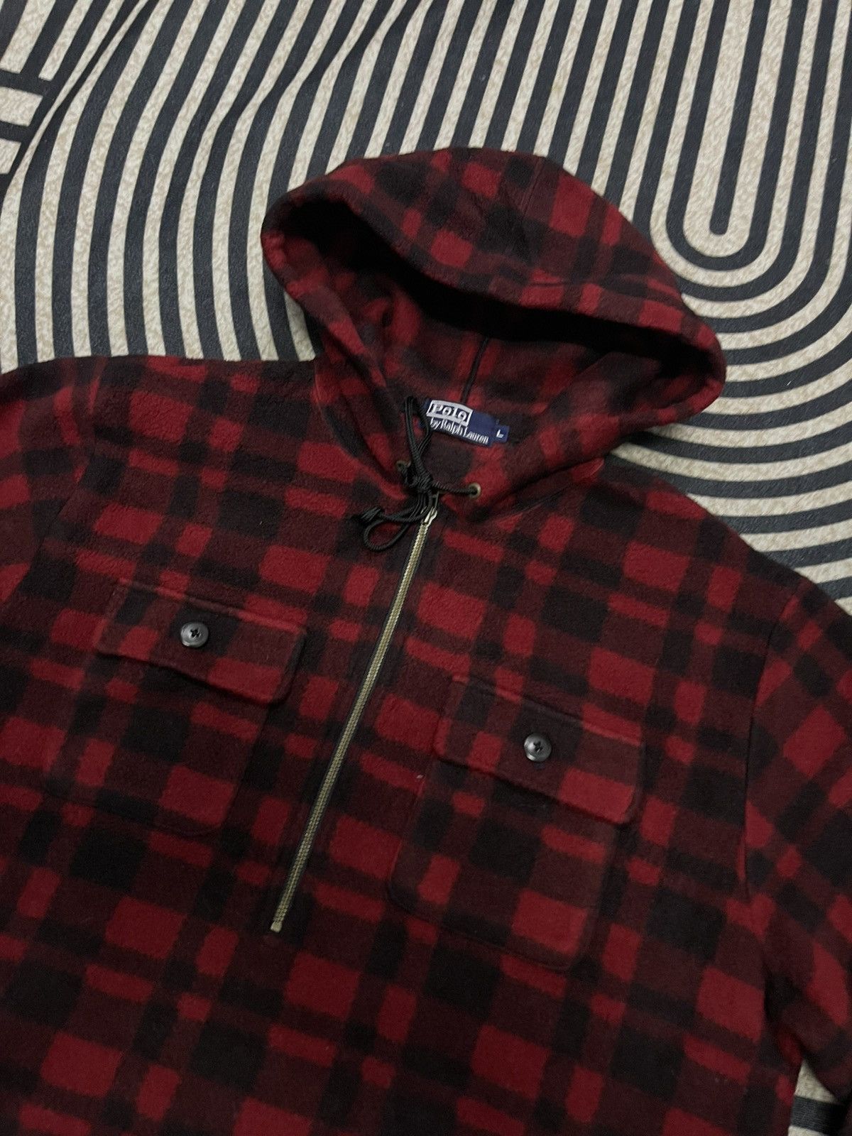 Polo Ralph Lauren 90s POLO RALPH LAUREN ANORAK HALF ZIPPER FLEECE HOODIE Size US L / EU 52-54 / 3 - 8 Thumbnail