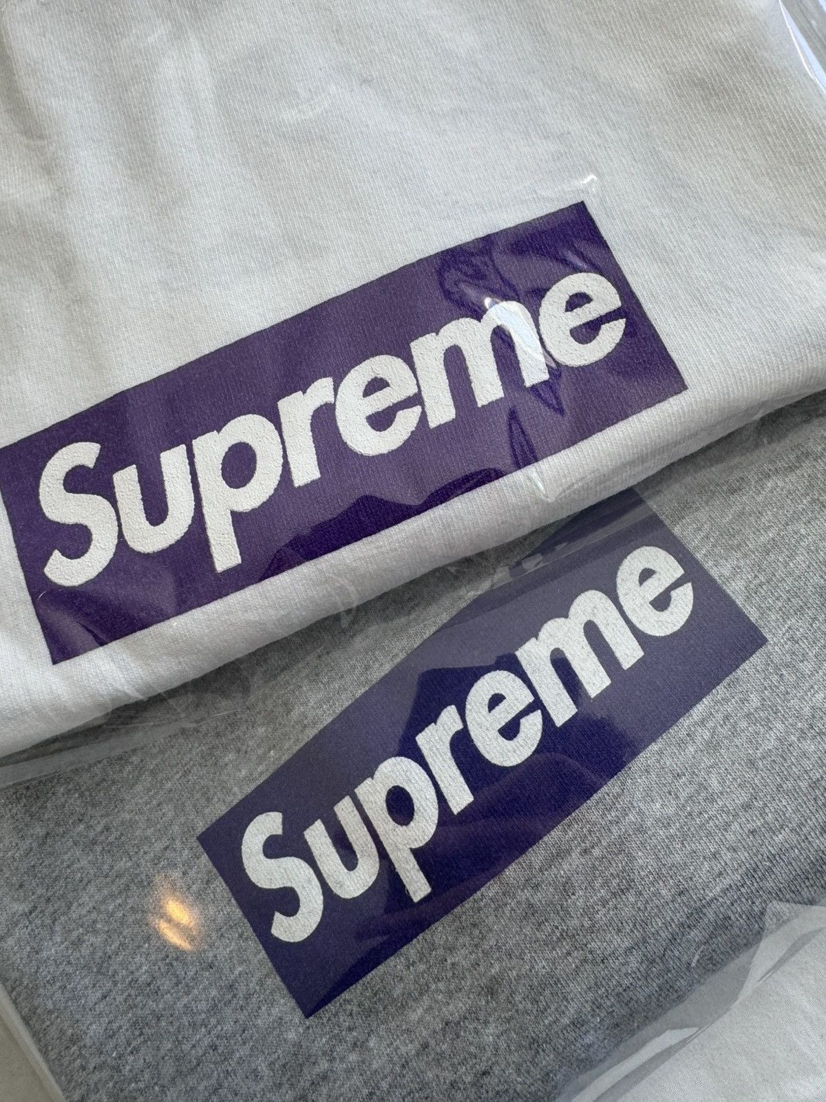 Supreme Supreme Purple on Grey Box Logo Tee 1998 Size US XL / EU 56 / 4 - 6 Thumbnail