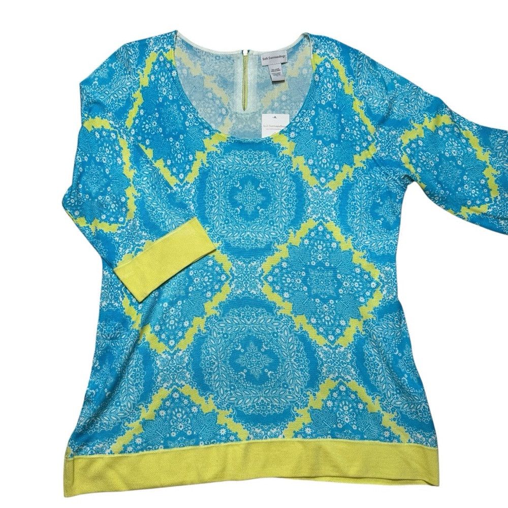 Other NWT New Soft Surroundings Blue Yellow Rayon Tunic Size 1X Size XL / US 12-14 / IT 48-50 - 5 Thumbnail