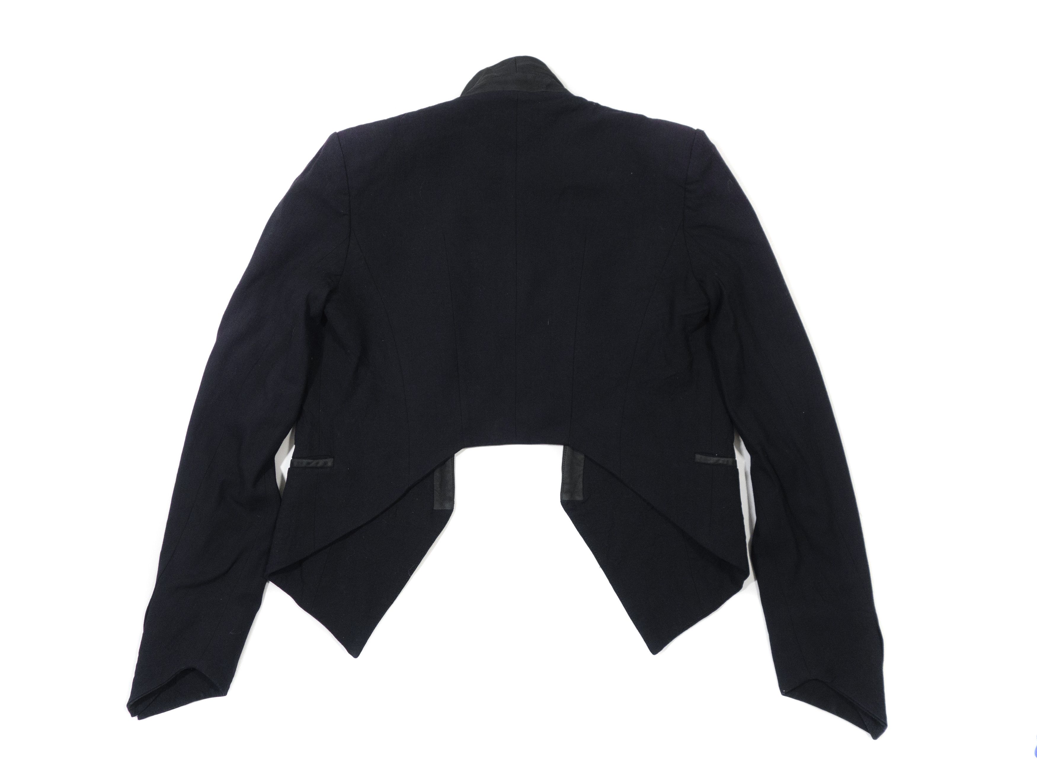 Helmut Lang Cropped Le Smoking Jacket Blazer Lamb Leather Trim Size XS / US 0-2 / IT 36-38 - 2 Thumbnail