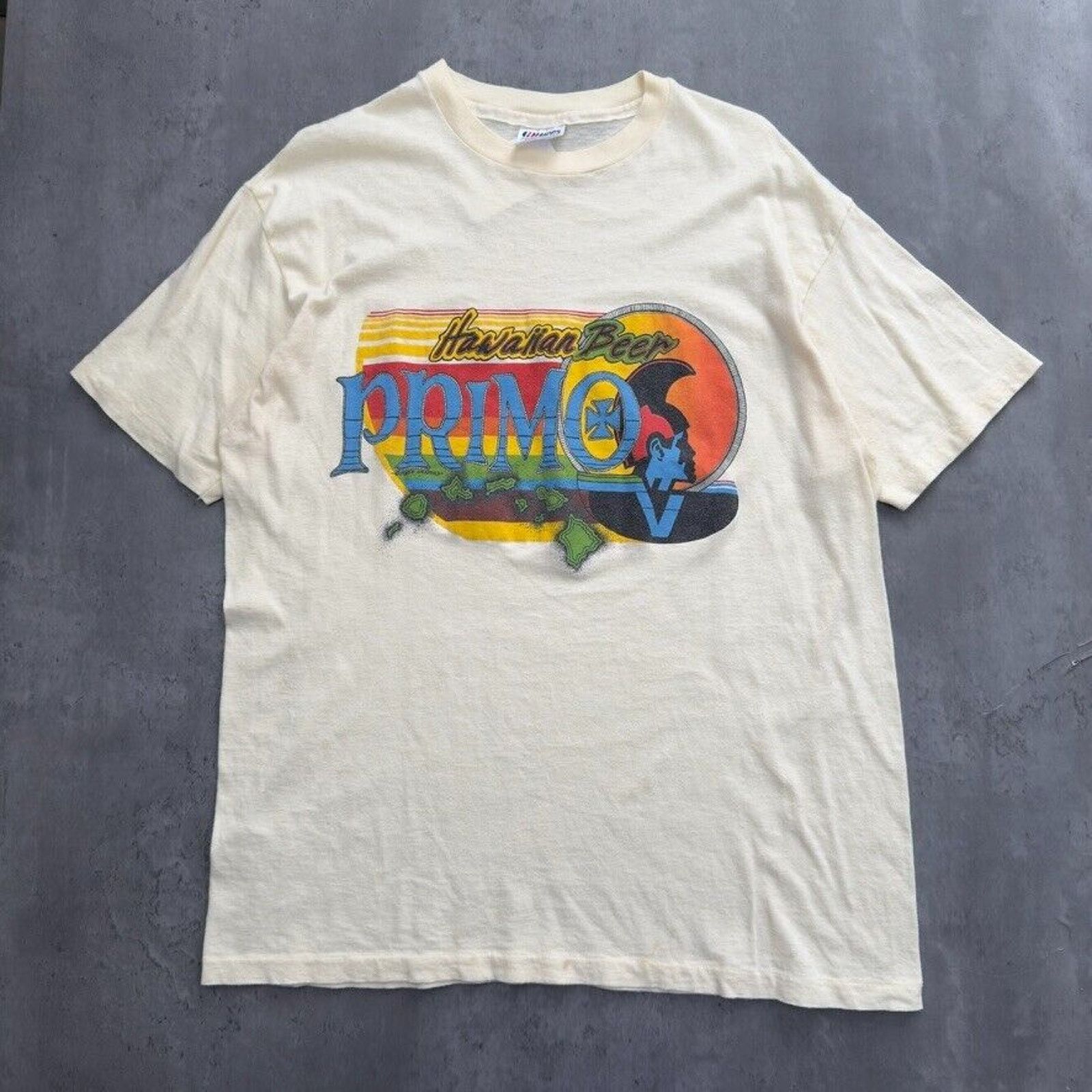 Hanes × Vintage Vintage Single Stitch Primo Hawaiian Beer Yellow T Shirt Size US L / EU 52-54 / 3 - 1 Thumbnail