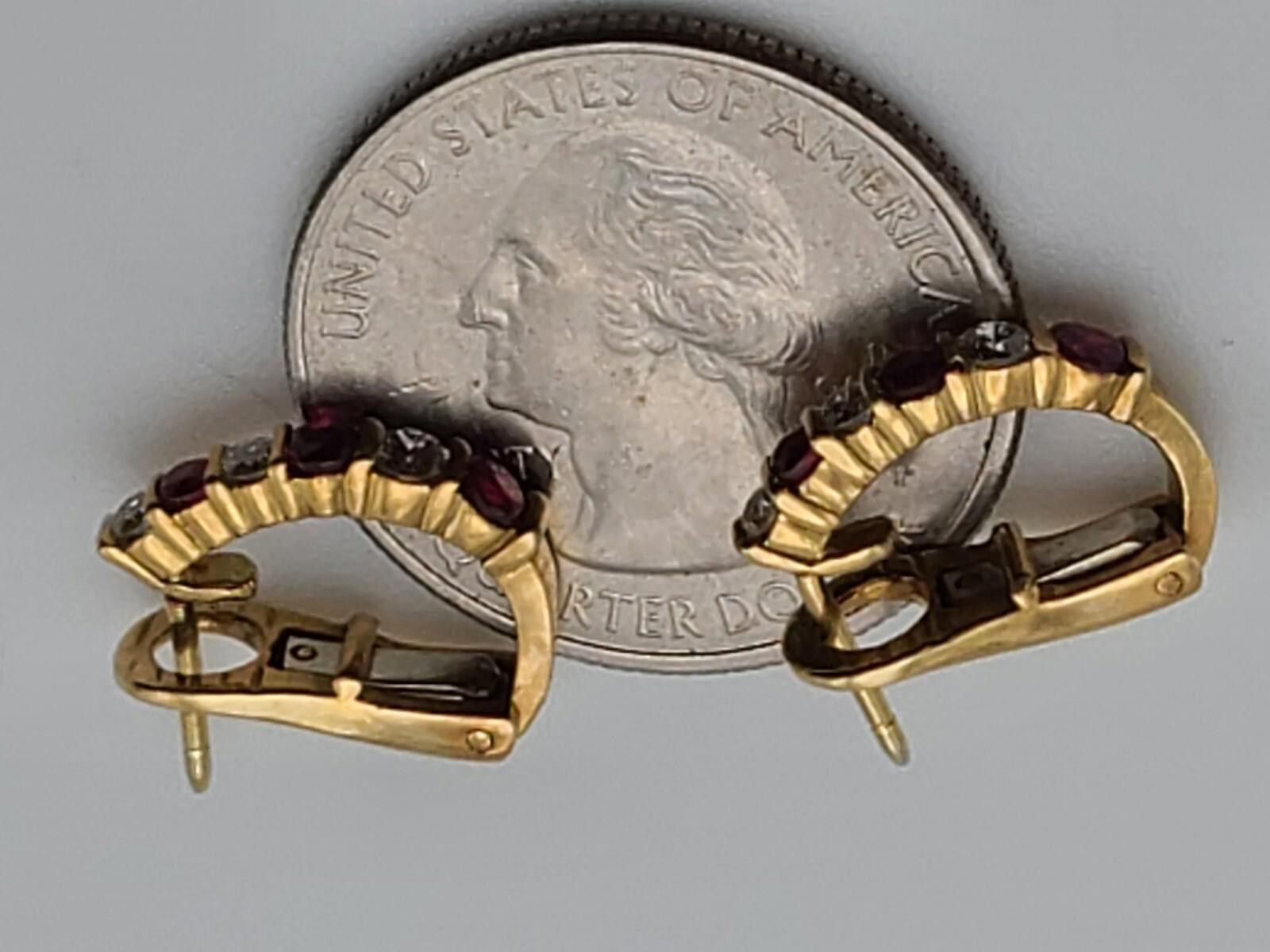 Gosha Rubchinskiy 18K Vintage Yellow Gold Ruby & VS-SI Diamond Earrings Size ONE SIZE - 8 Thumbnail