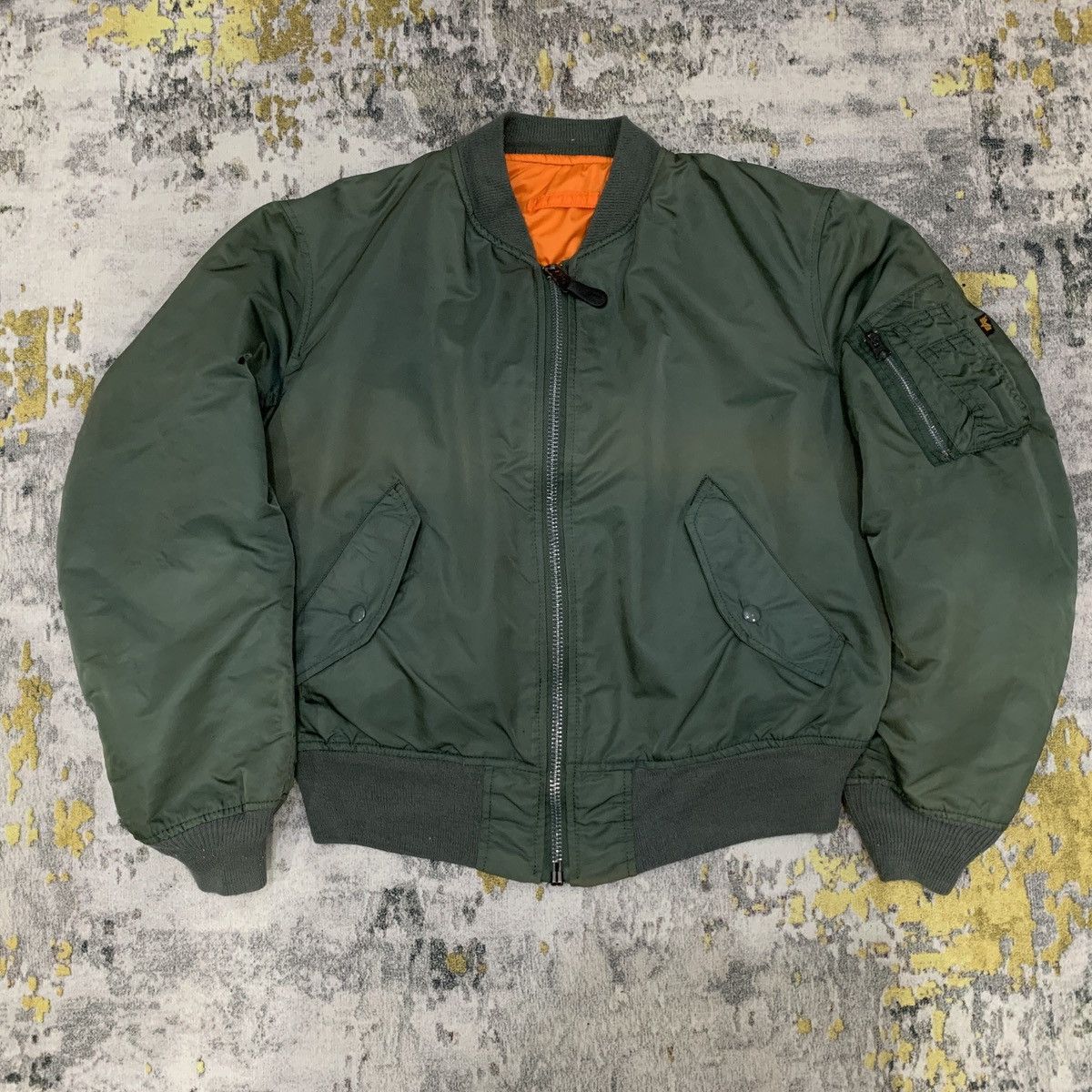 Alpha Industries Vintage USAF MA 1 Reversible Flight Bomber Jacket Size US M / EU 48-50 / 2 - 1 Thumbnail