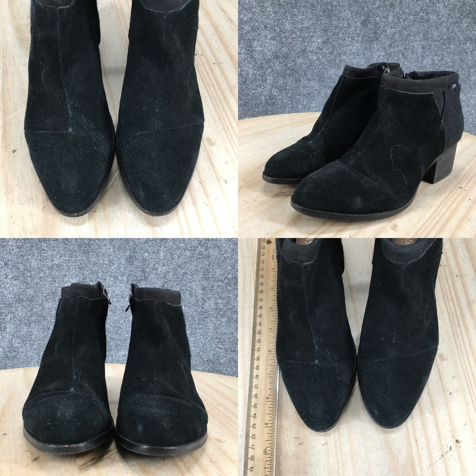 Toms Toms Boots Womens 5 Loren Ankle Bootie Black Side Zip Casual Almond Toe Block Size US 5 / IT 35 - 8 Thumbnail