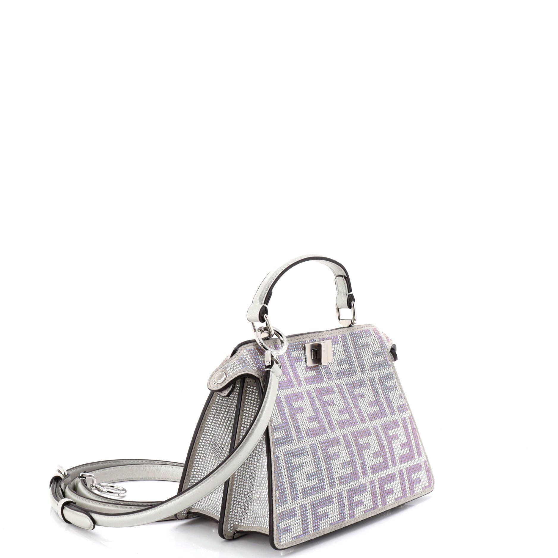 Fendi Peekaboo ISeeU Bag Zucca Crystal Embellished Suede Petite Size ONE SIZE - 1 Thumbnail