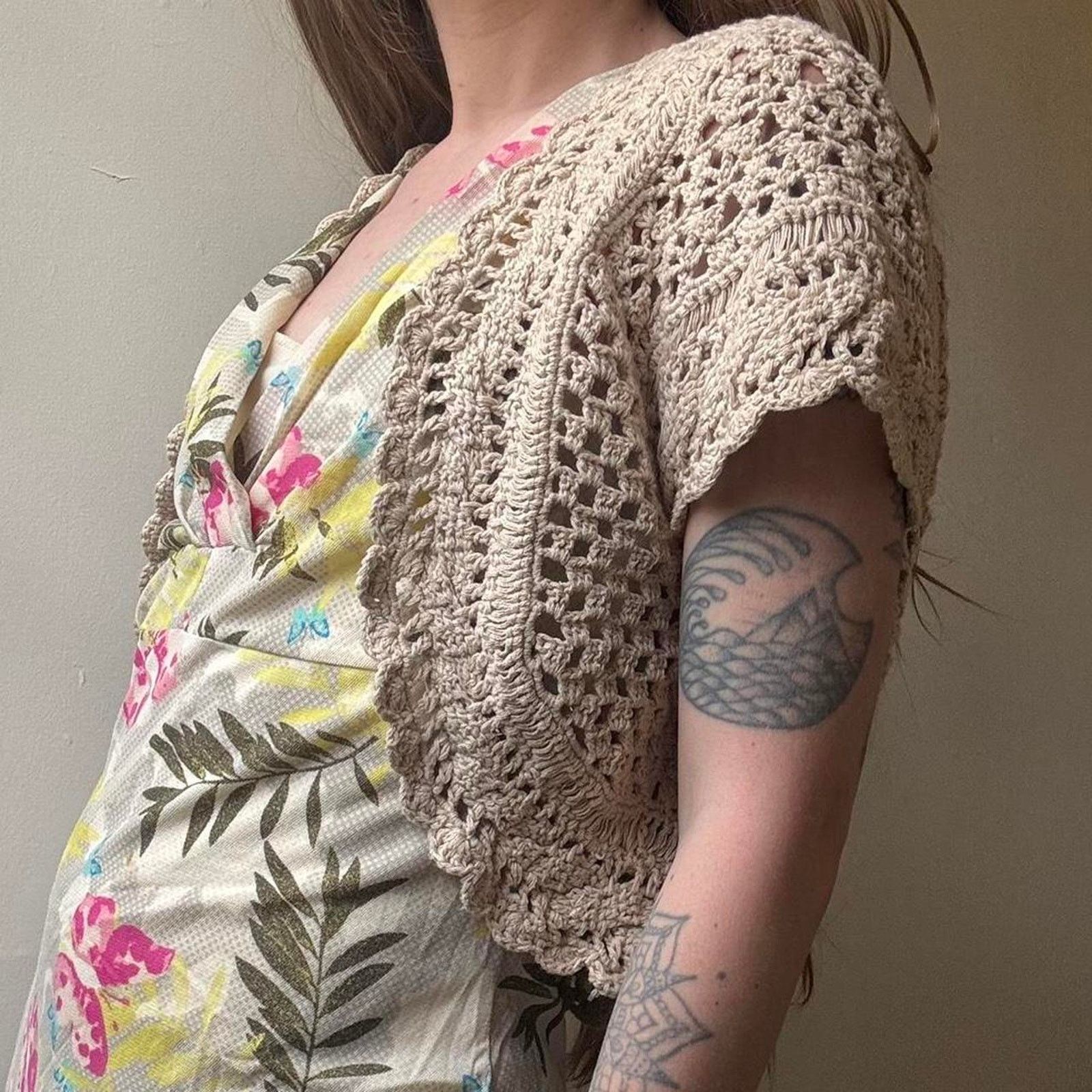 American Rag Y2K American Rag Cie Crochet Crop Shrug Small Boho Hippie Size S / US 4 / IT 40 - 3 Thumbnail
