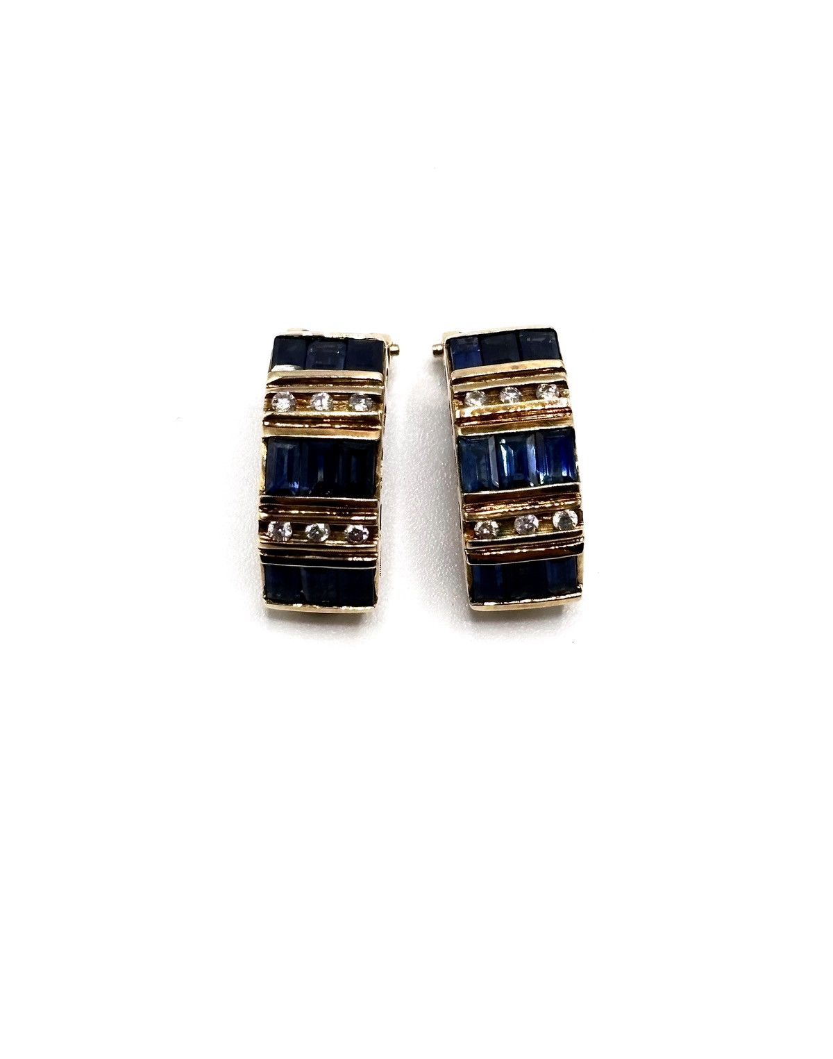 Other 14K Yellow Gold Sapphire Diamond Clip-On Earrings Size ONE SIZE - 3 Thumbnail