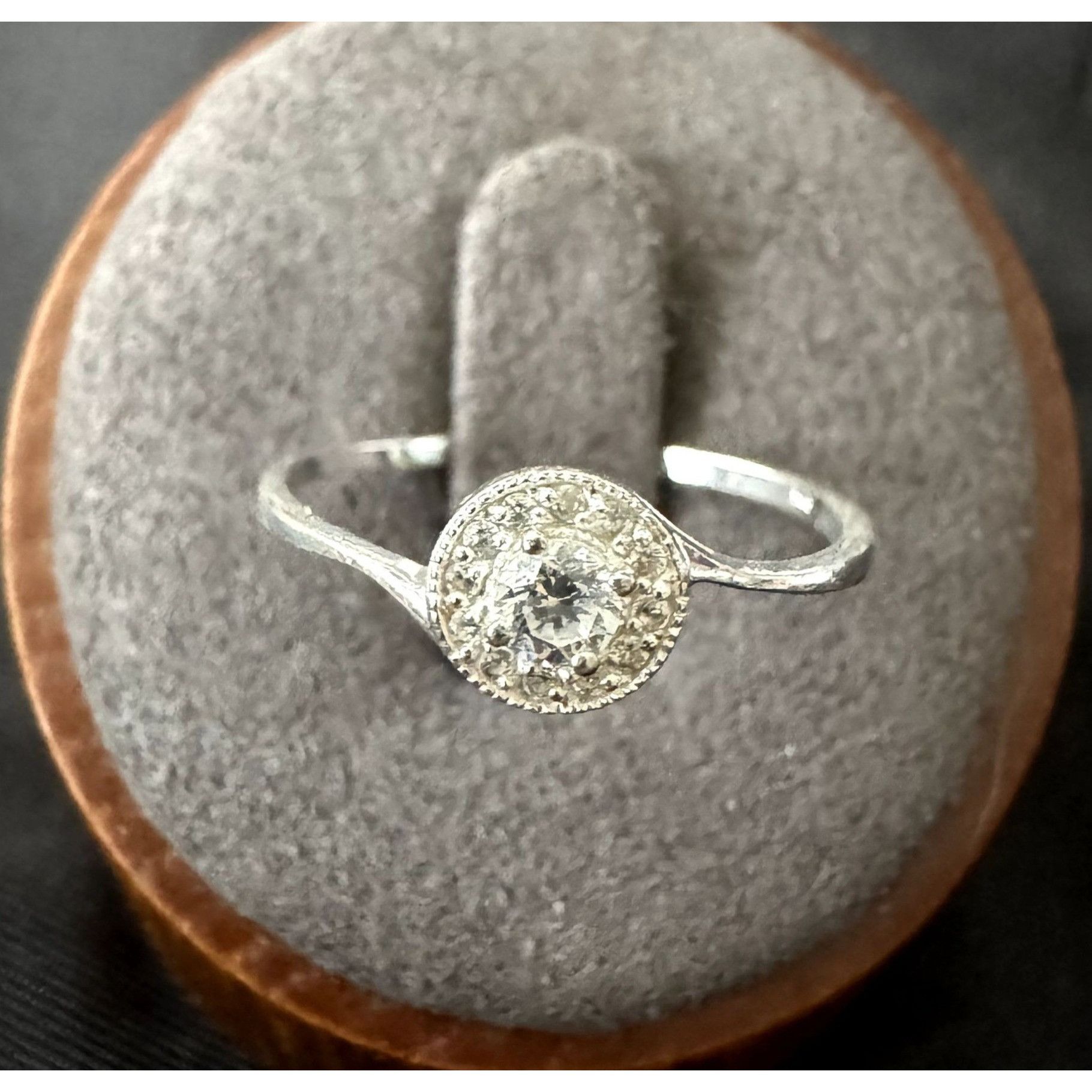 Vintage VTG Sterling Silver 925 Fine Cubic Zirconia & CZ Halo Accent Size ONE SIZE - 2 Thumbnail