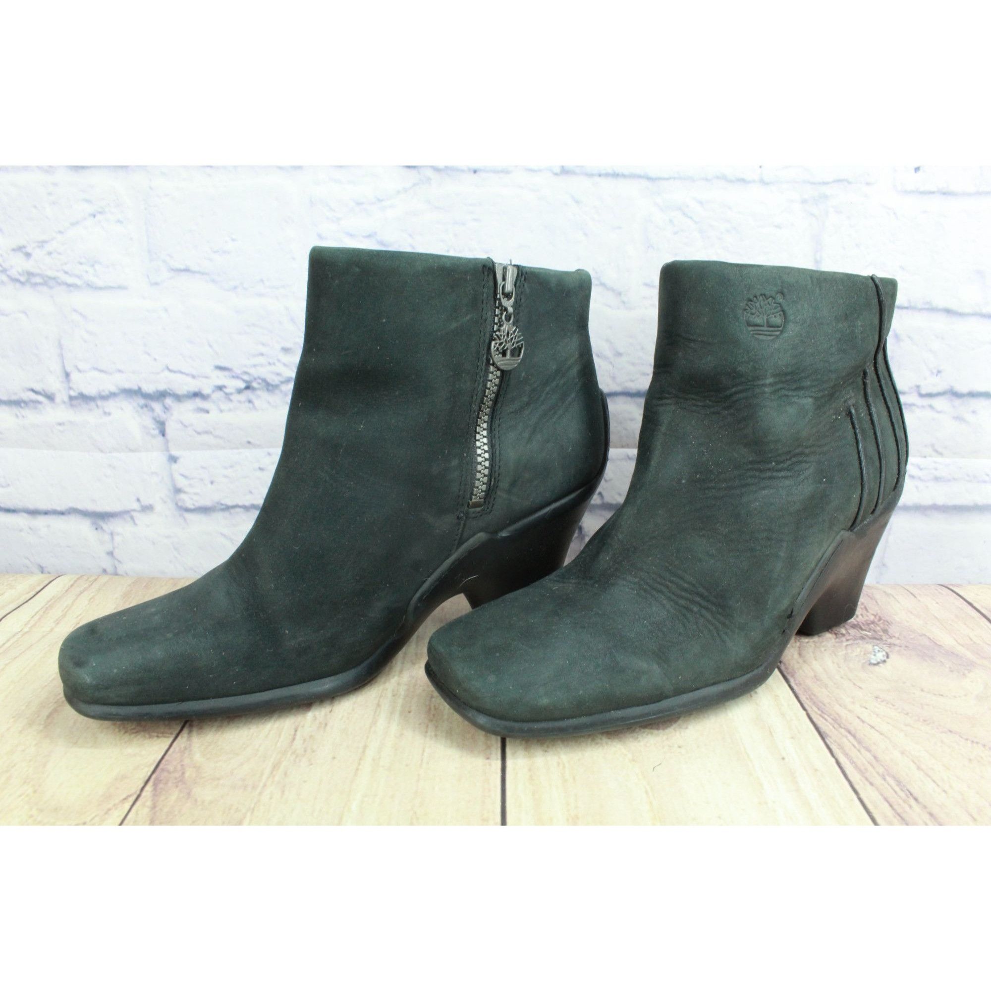 Timberland Timberland Black Leather Side Zip Wedge Heel Ankle Boots Size US 9.5 / IT 39.5 - 9 Thumbnail