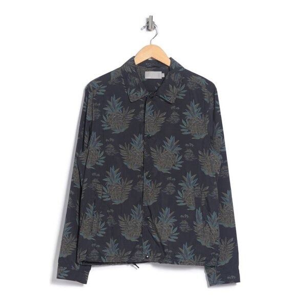 Vince Vince Mens Black Blue Tropical Print Full Zip Pocket Windbre Size US M / EU 48-50 / 2 - 6 Thumbnail