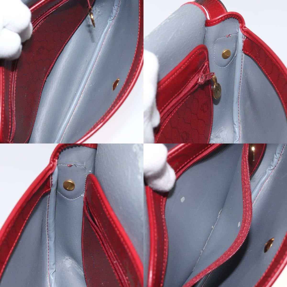 Dior DIOR Honeycomb Canvas Shoulder Bag Pvc Leather Red Gold Size ONE SIZE - 12 Thumbnail