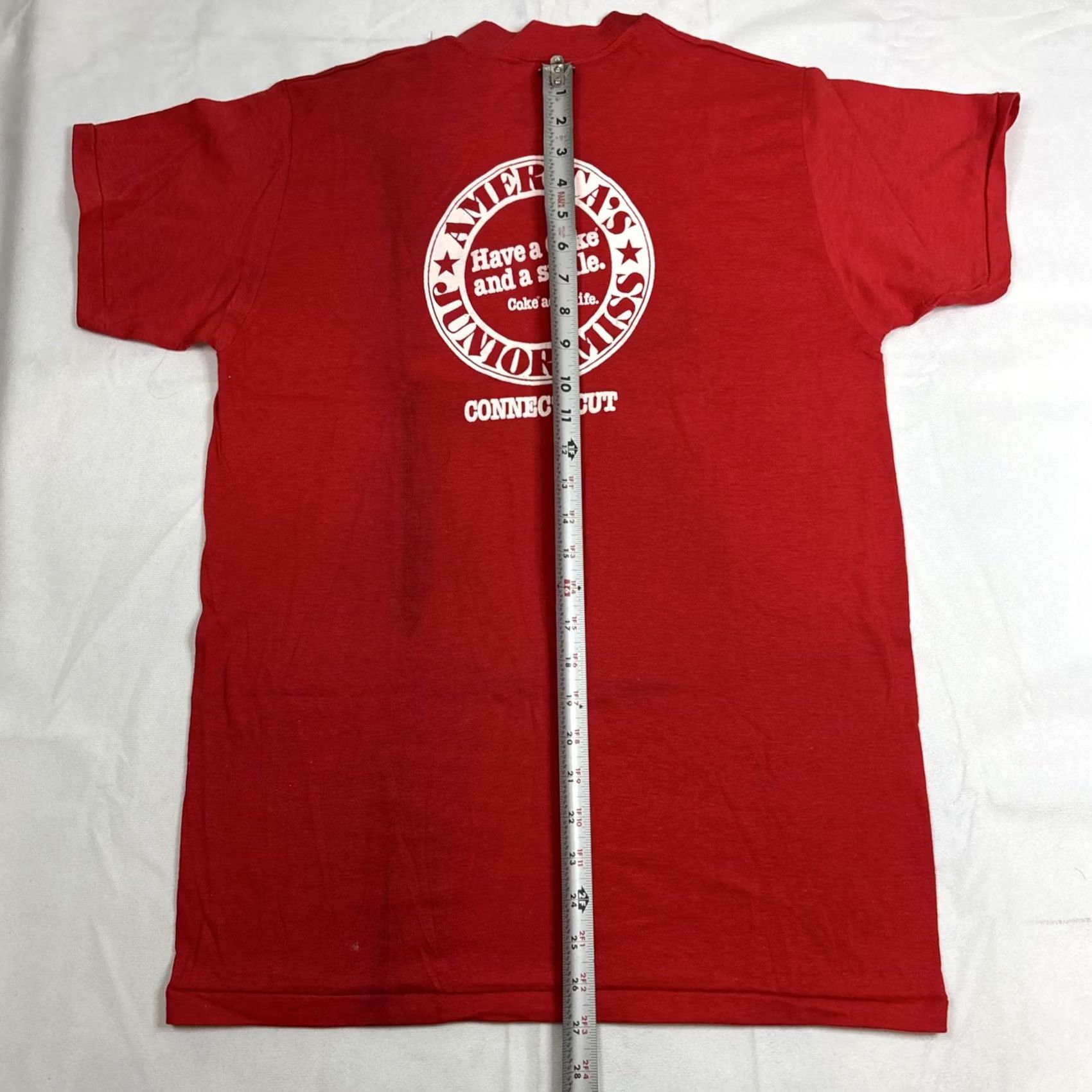 Vintage Coca-Cola T-Shirt Mens L Red Sports Connecticut Chinese Junior Miss Sport Theme - back markings Size US L / EU 52-54 / 3 - 7 Thumbnail