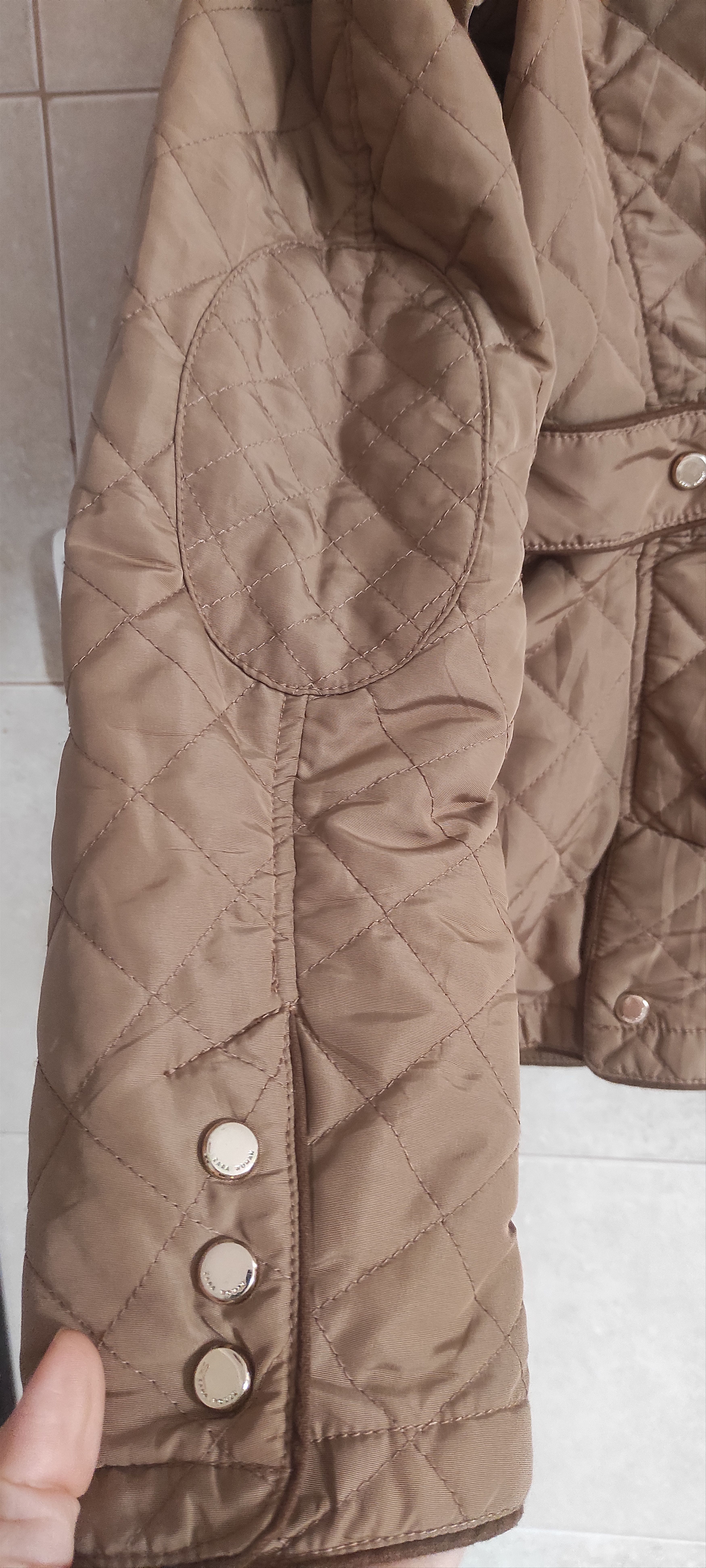 Zara Zara Beige Quilted Women Jacket - Size M Size L / US 10 / IT 46 - 7 Thumbnail