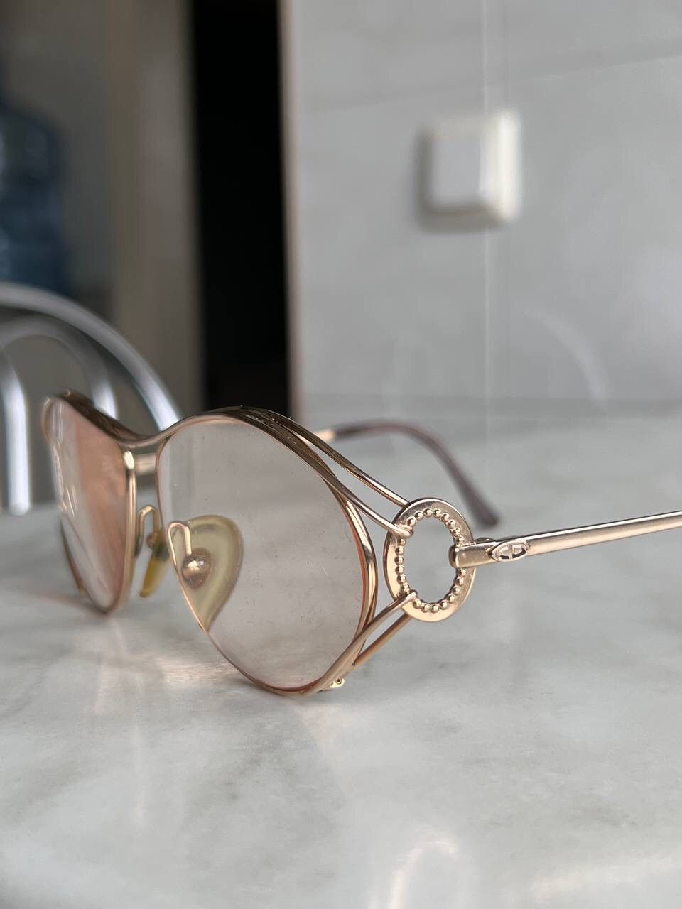 Dior Vintage Christian Dior '80s Eyeglasses Hook Frame Gold Metal Size ONE SIZE - 1 Thumbnail