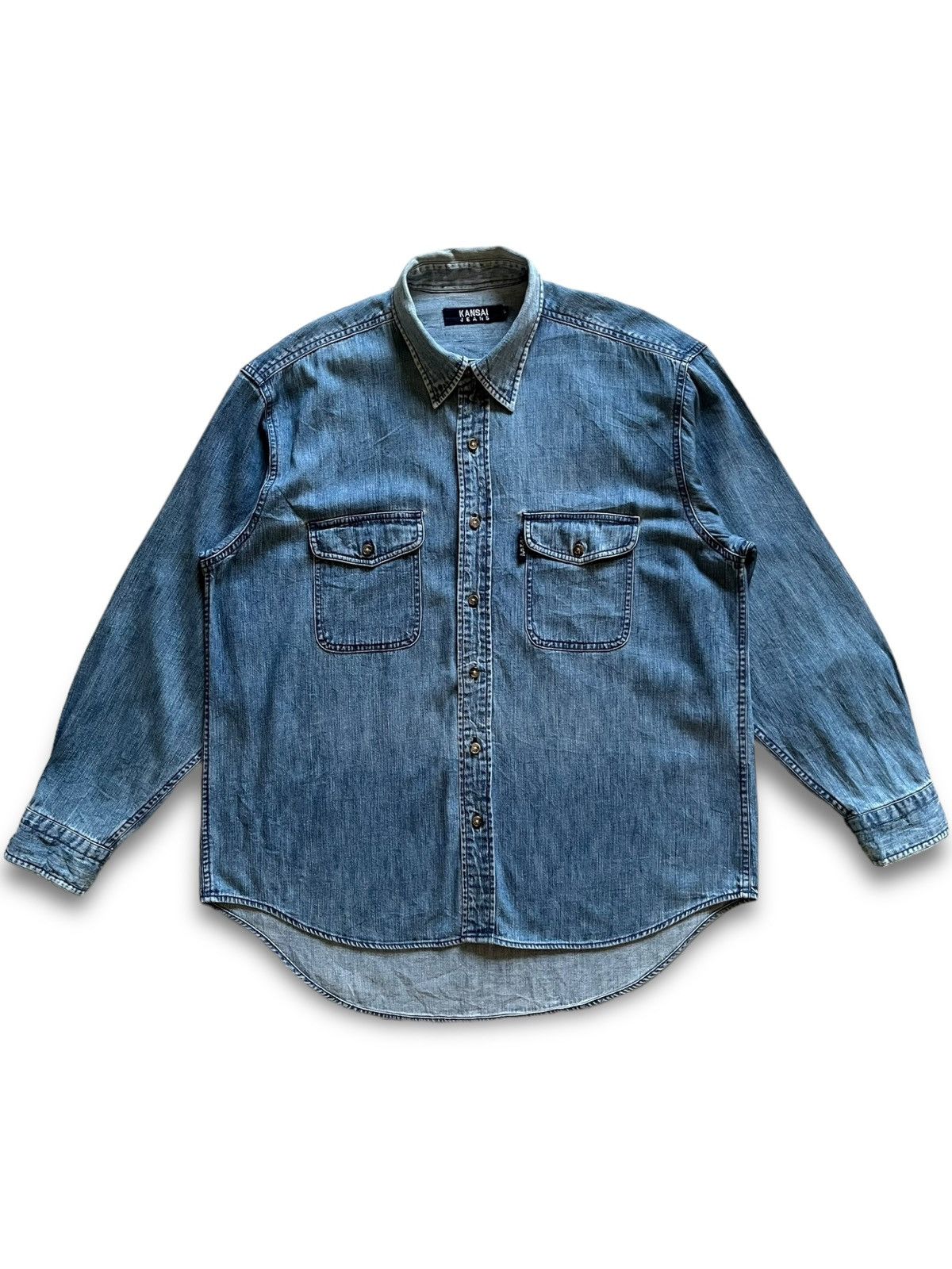 Kansai Yamamoto SALES🔥Vintage Kansai Jeans Button Ups Denim Size US L / EU 52-54 / 3 - 1 Thumbnail