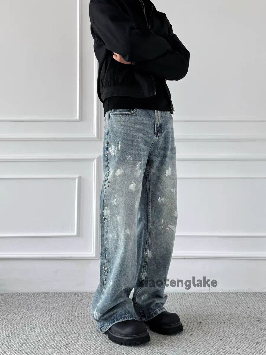 Jean xtl faded Balenciaga offwhite style hiphop paint jeans Size US 34 / EU 50 - 5 Thumbnail