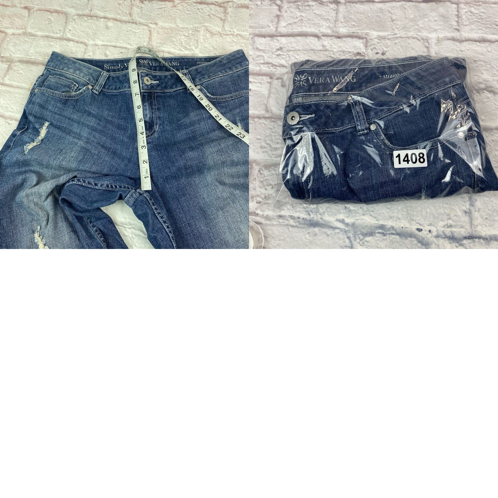 Vera Wang Vera Wang Simply Vera Womens Jeans Straight Leg Distressed Mid Rise Crop Size 12 Blue Denim 5-Pocket Mens Womens Size 34" / US 12 / IT 48 - 9 Thumbnail