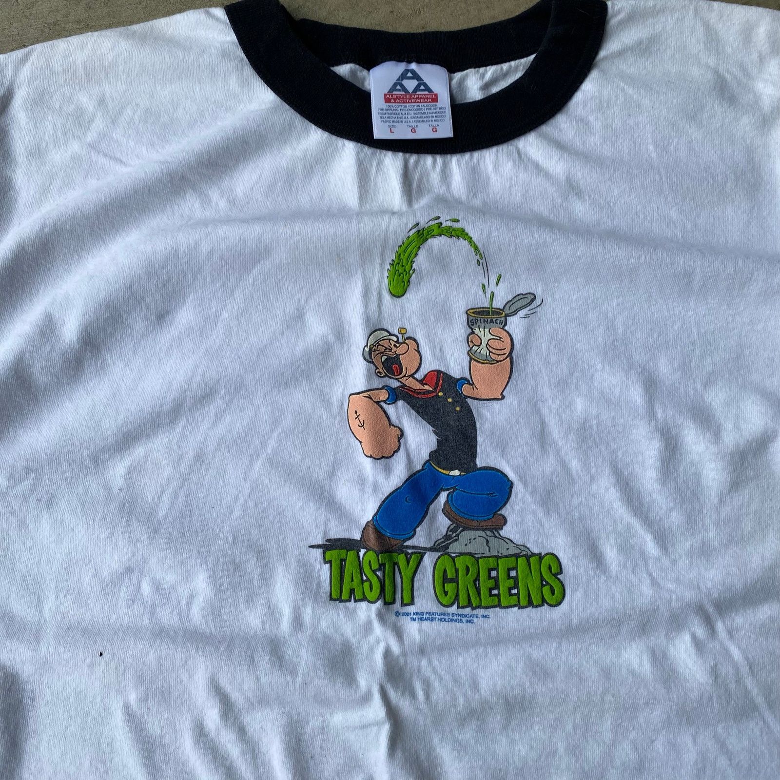 Vintage VINTAGE TASTY GREENS POPEYES SHIRT RINGER WHITE SHIRT LRG Size US L / EU 52-54 / 3 - 1 Thumbnail