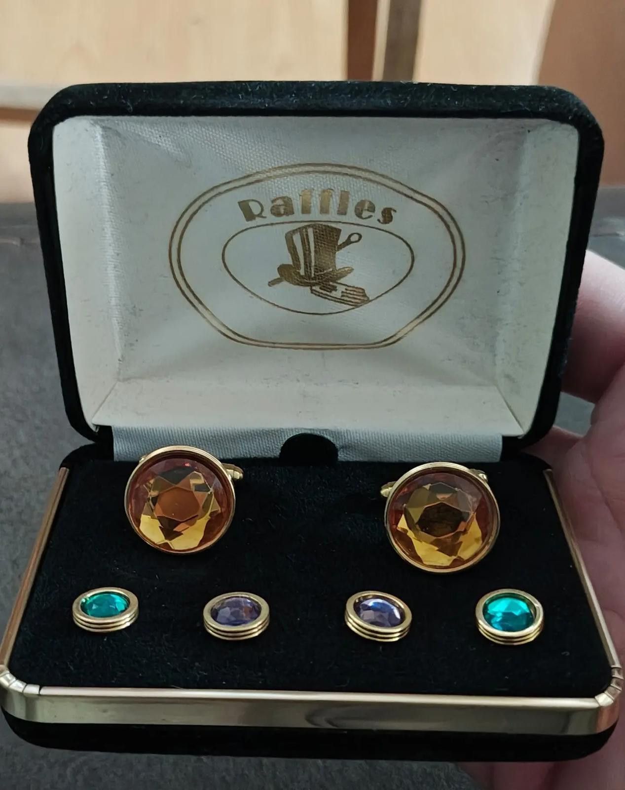 Other 1960 Raffles Cufflinks shirt studs with faceted color stones Size ONE SIZE - 1 Thumbnail
