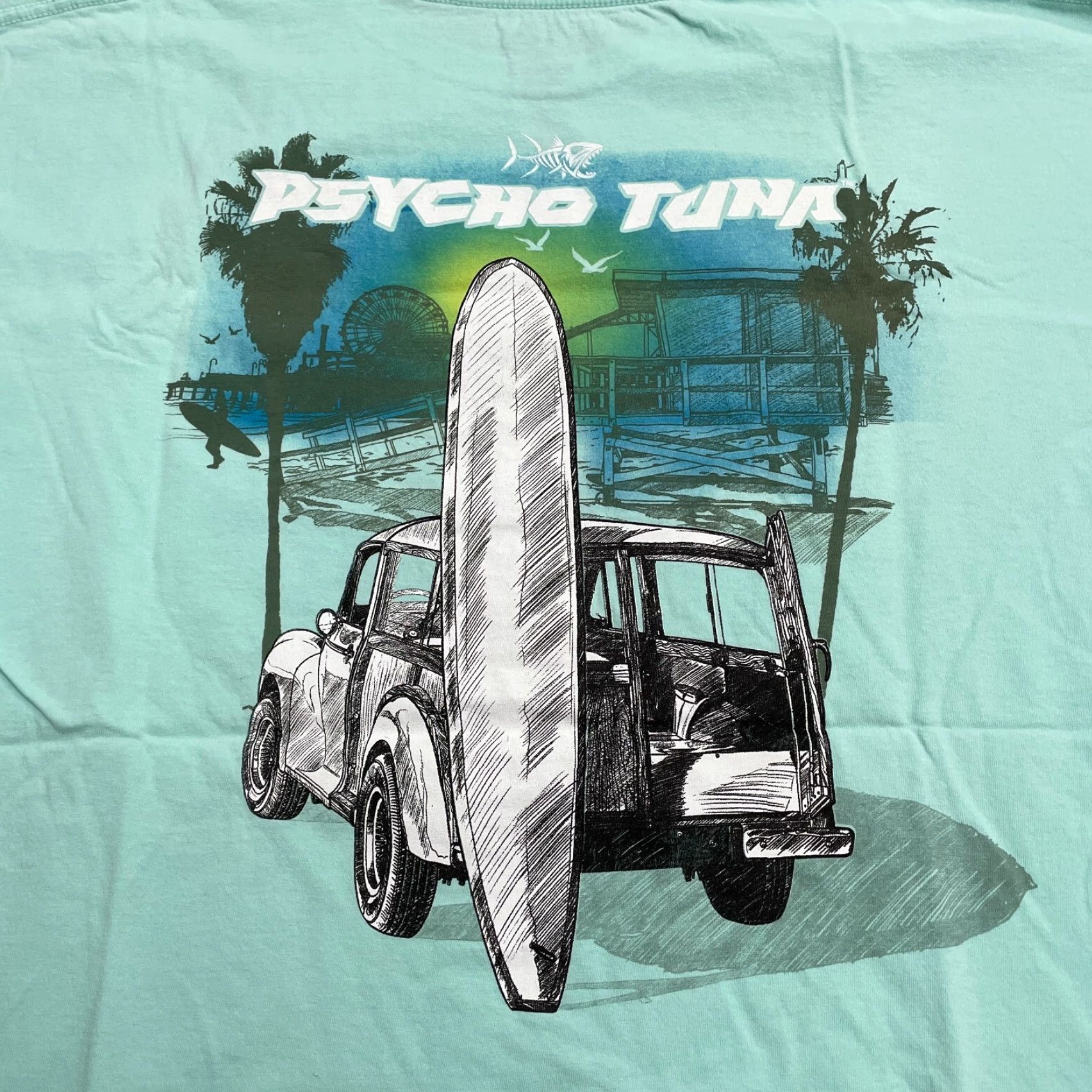 Vintage Psycho Tuna T-Shirt Mens XL Green Mint Crew Neck Short Sleeve Cotton Tee Size US XL / EU 56 / 4 - 4 Thumbnail